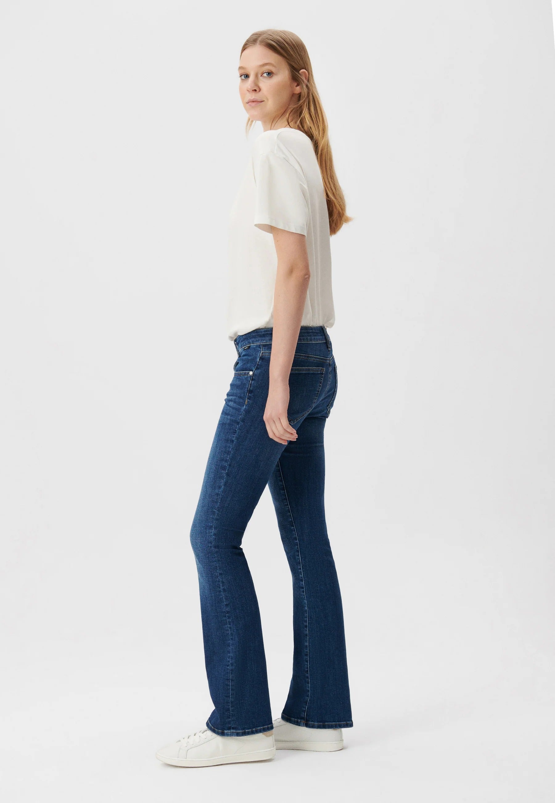 Bella - Jeans a vita media in strass spazzolato scuro Mavi
