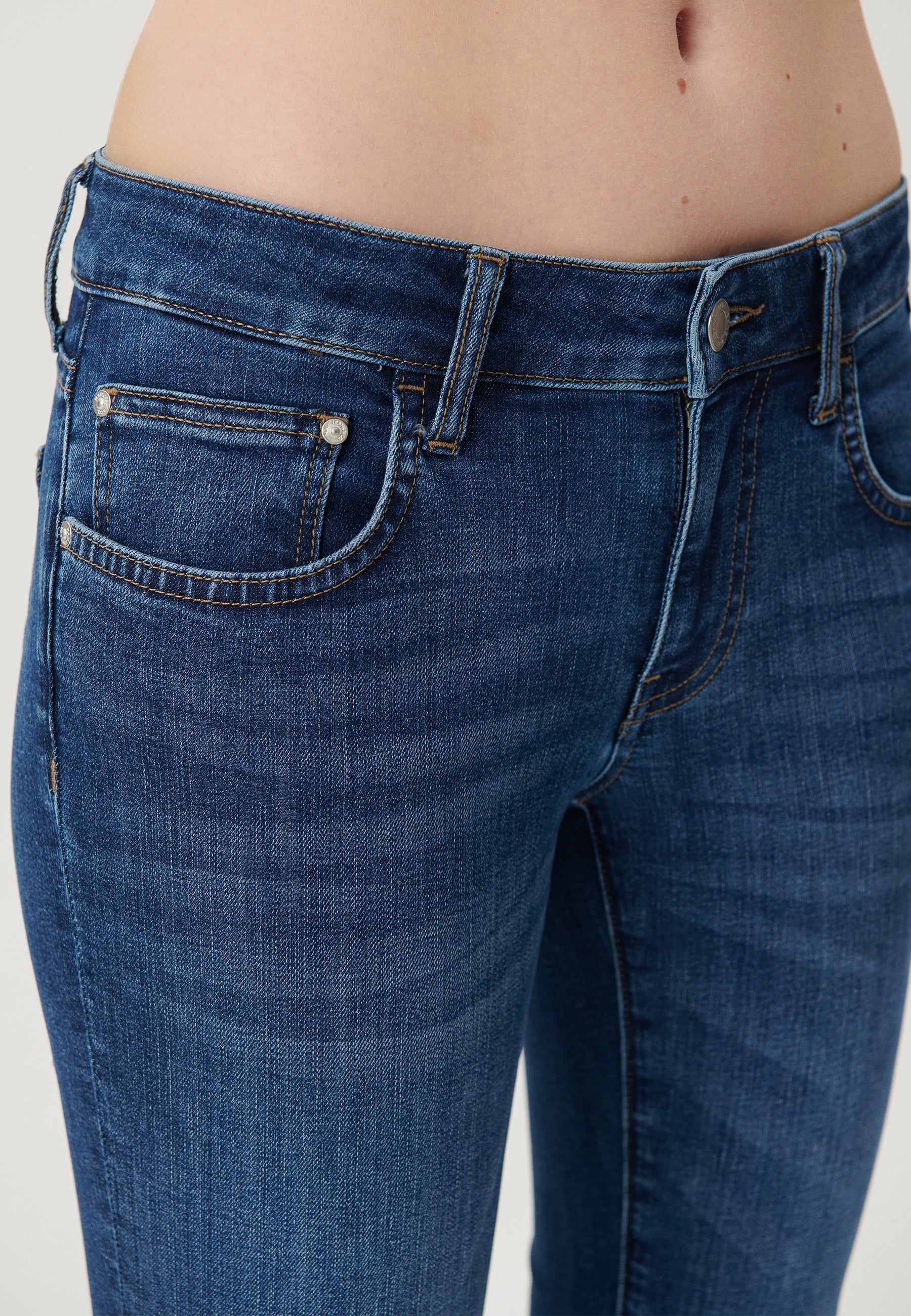 Bella - Jeans a vita media in strass spazzolato scuro Mavi