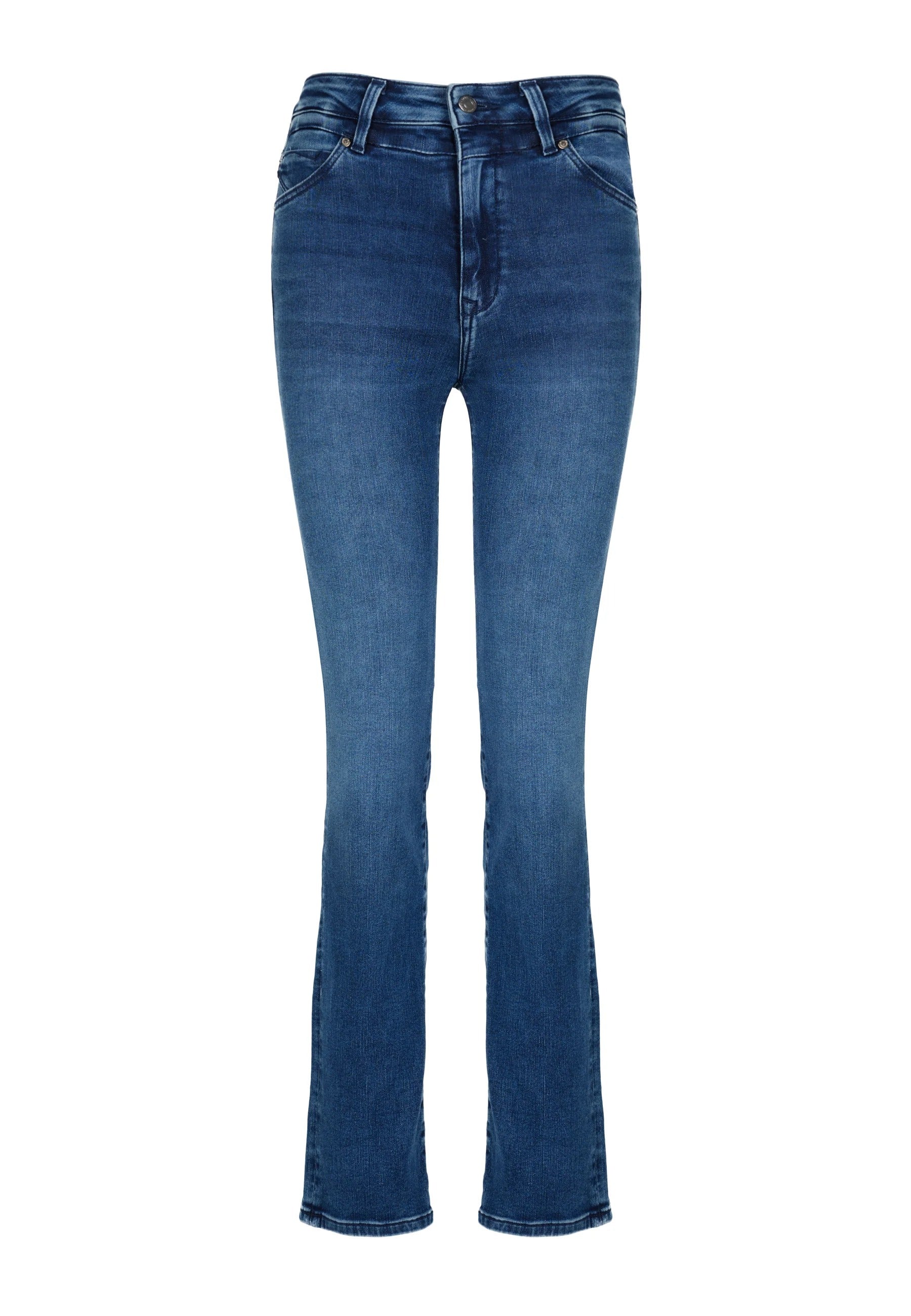 Kendra in Jeans Mavi in satin blu indaco