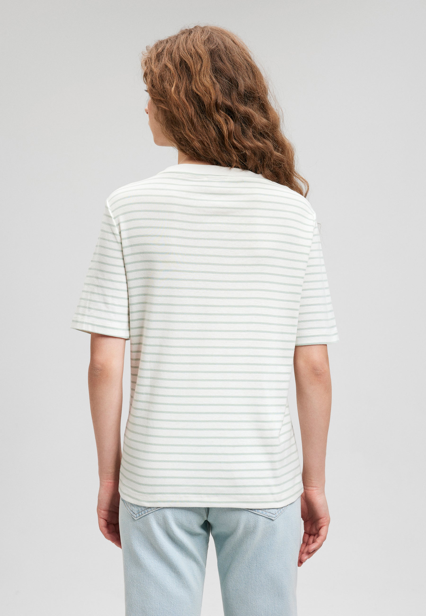 Maglietta girocollo in Jadeite Stripe T-Shirts Mavi   