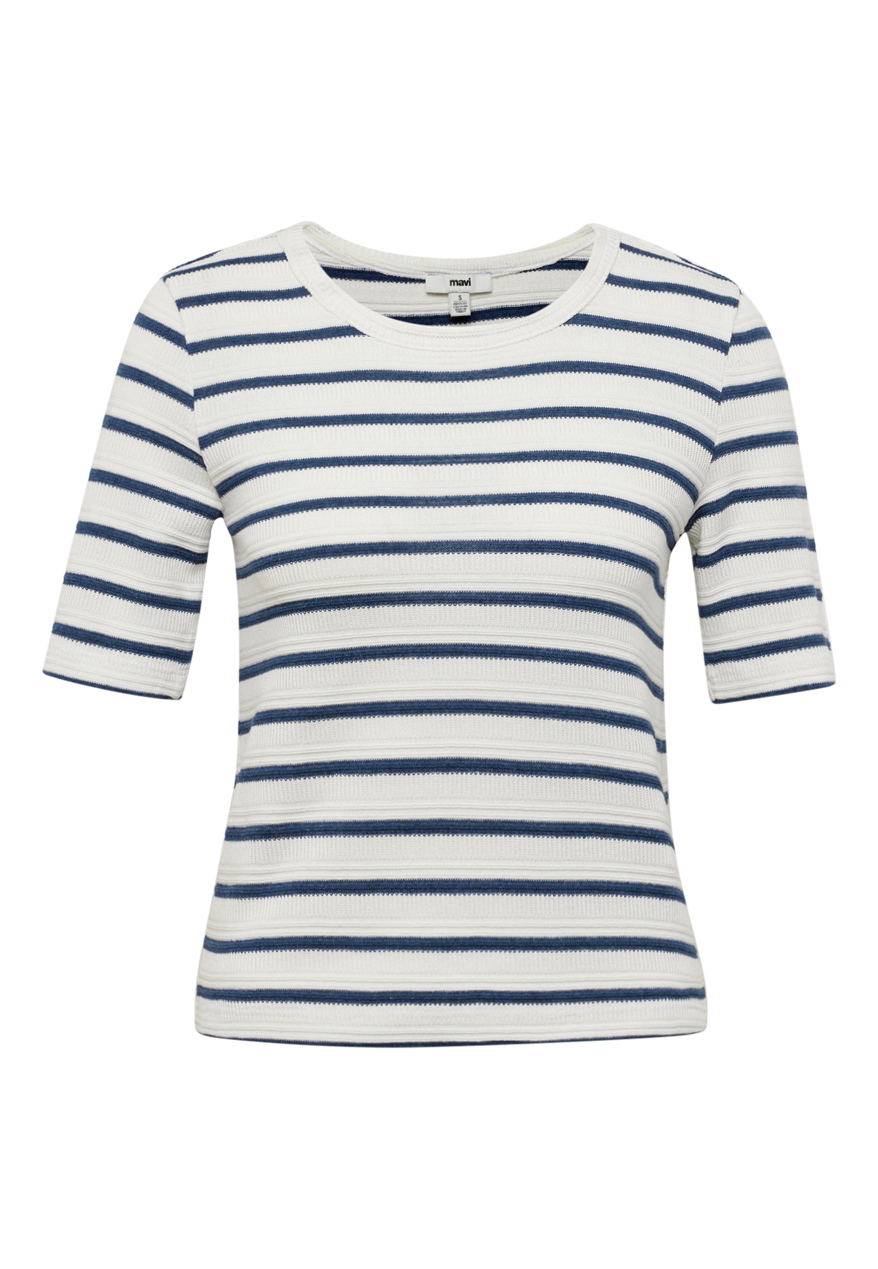 Maglia girocollo a righe blu navy Mavi   