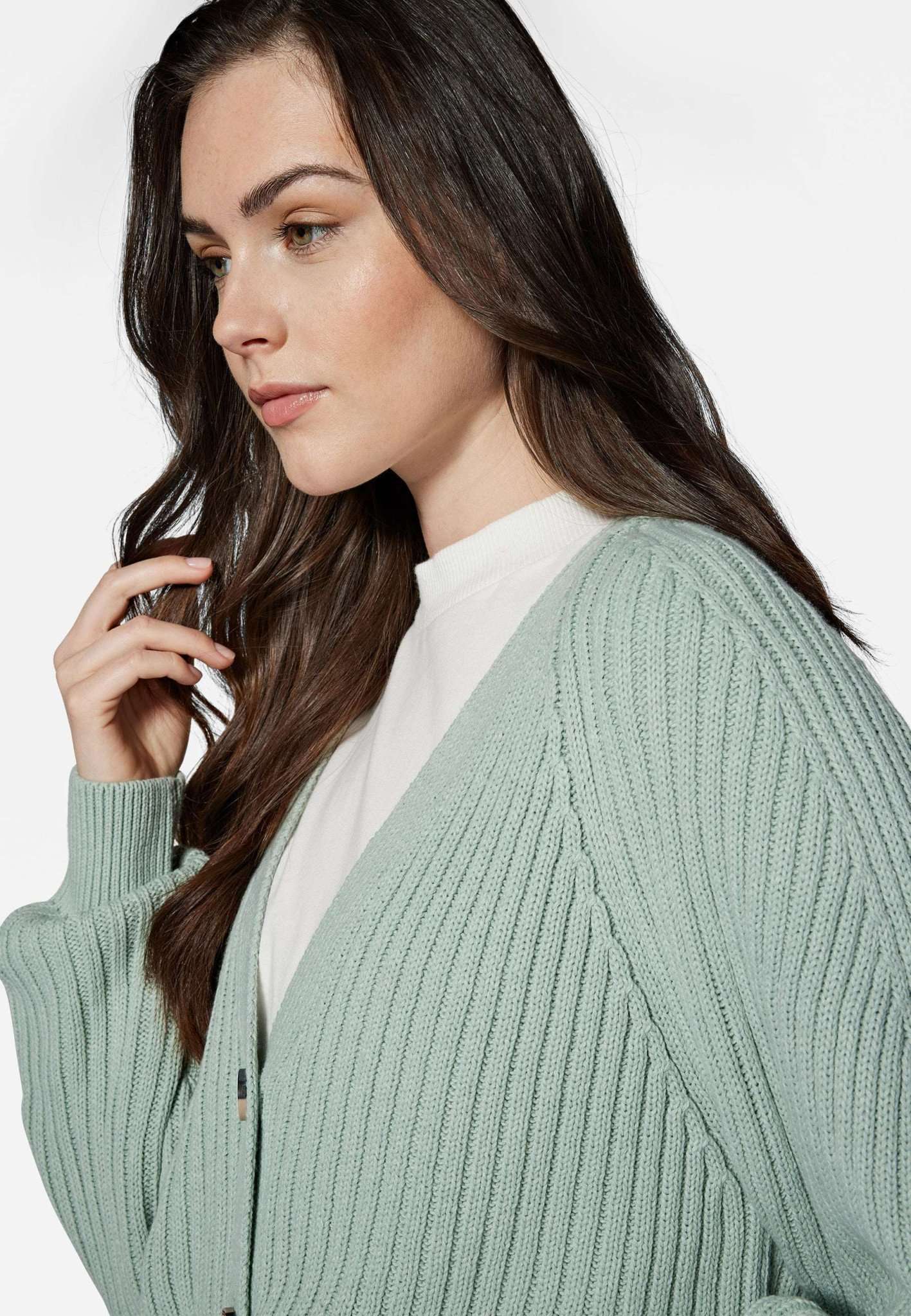 Cardigan con dettagli a punto in Aqua Grey Giacche Mavi   