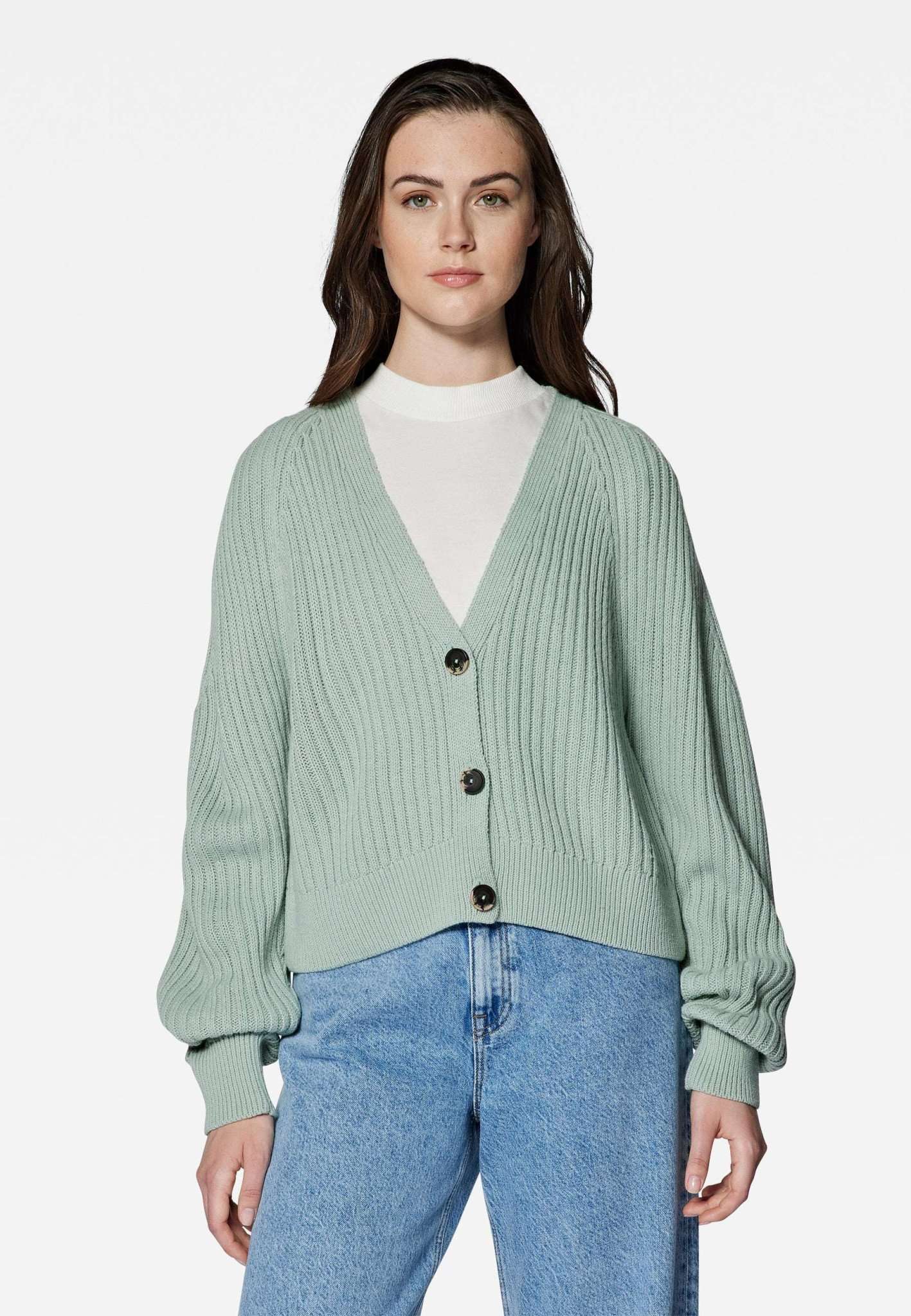 Cardigan con dettagli a punto in Aqua Grey Giacche Mavi   