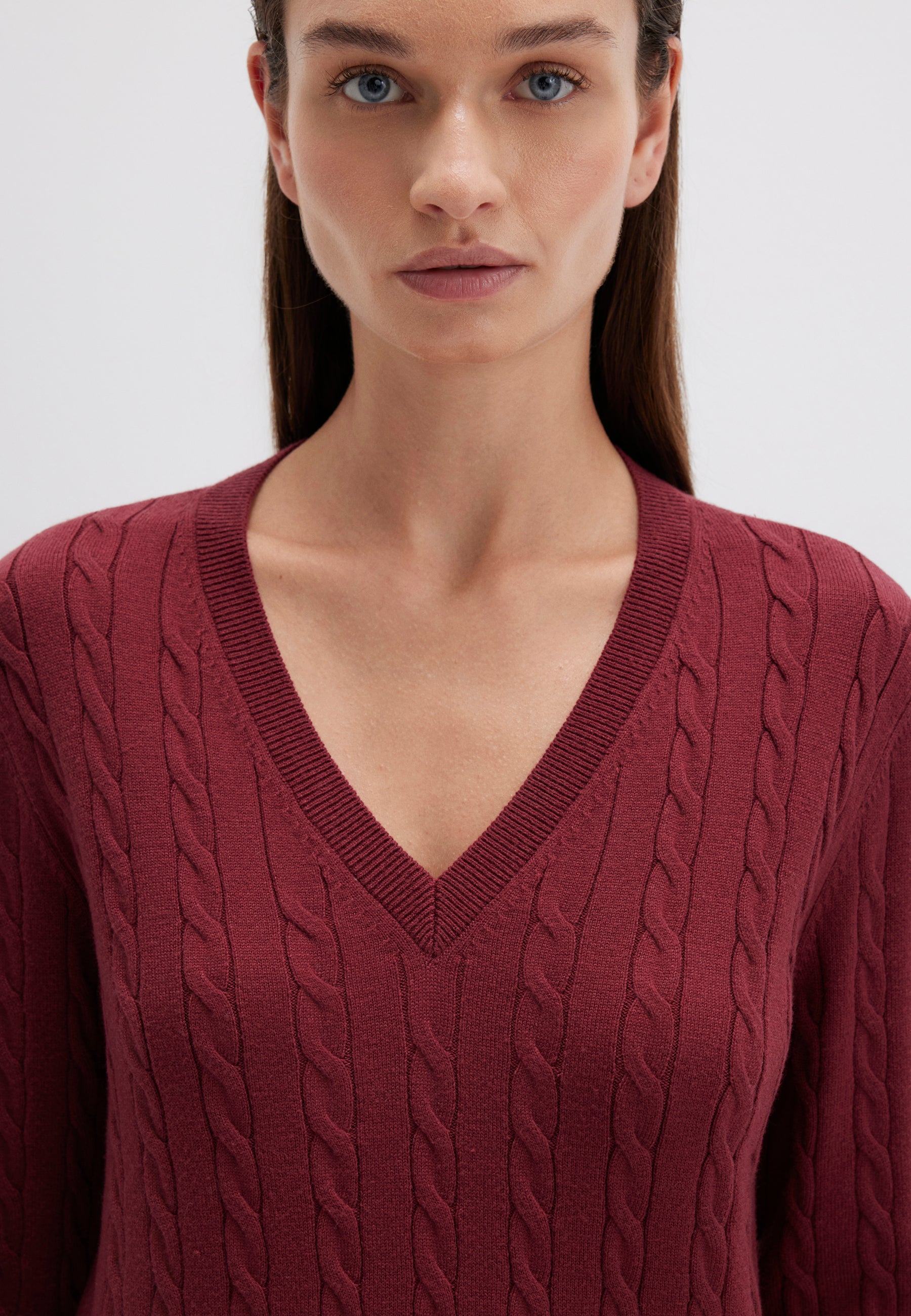 Maglione con scollo a V in cordovan Maglioni Mavi