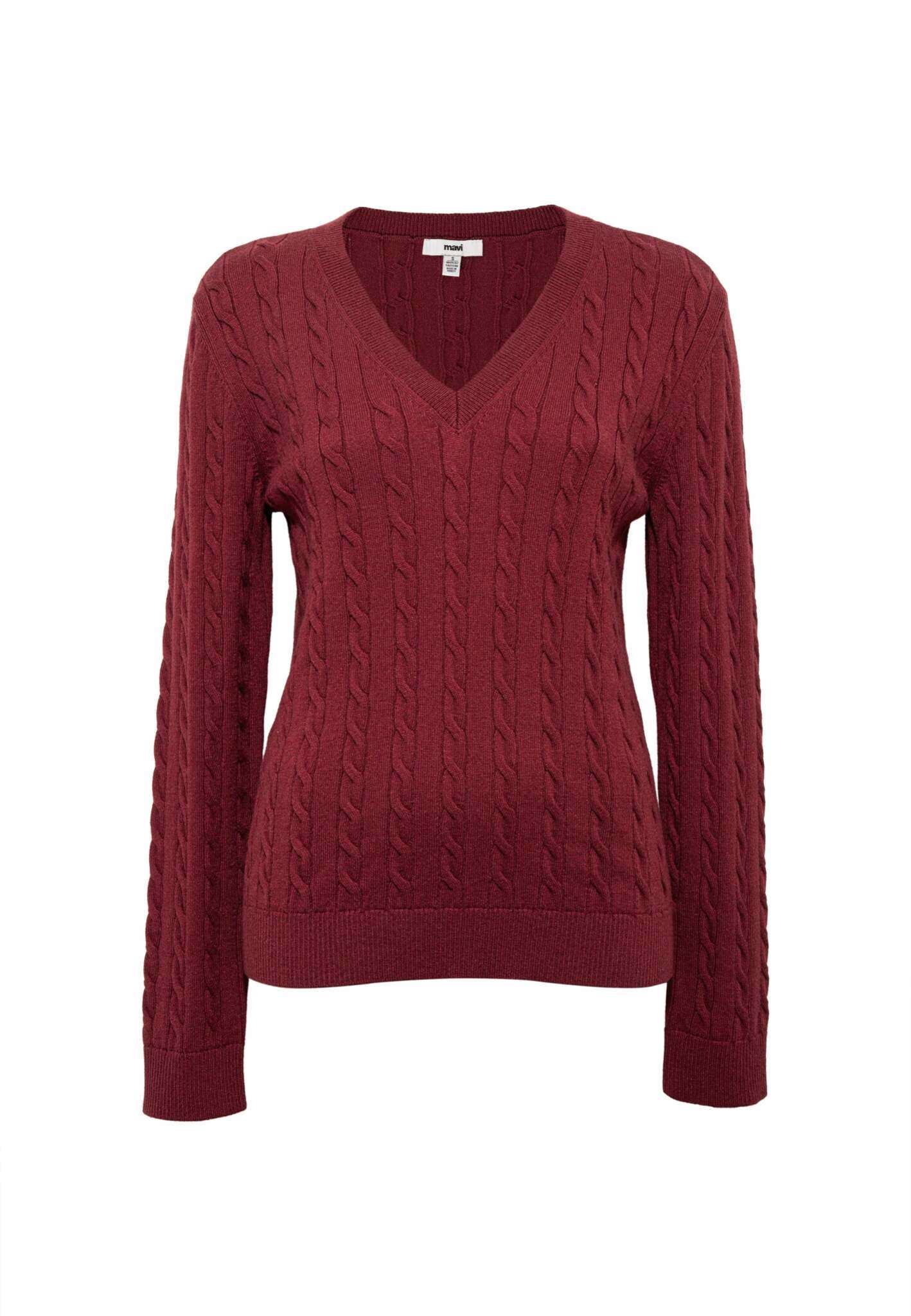 Maglione con scollo a V in cordovan Maglioni Mavi