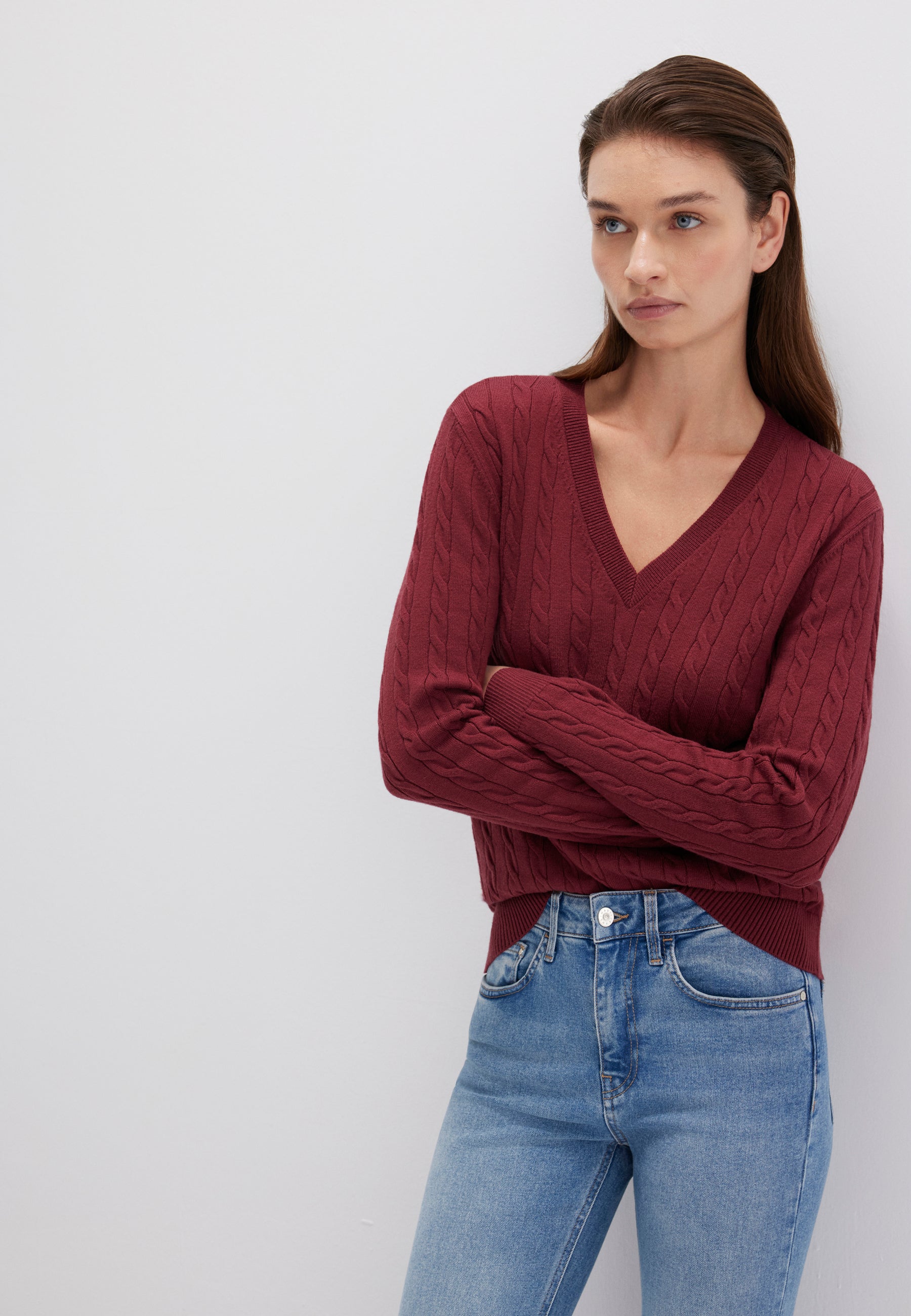 Maglione con scollo a V in cordovan Maglioni Mavi