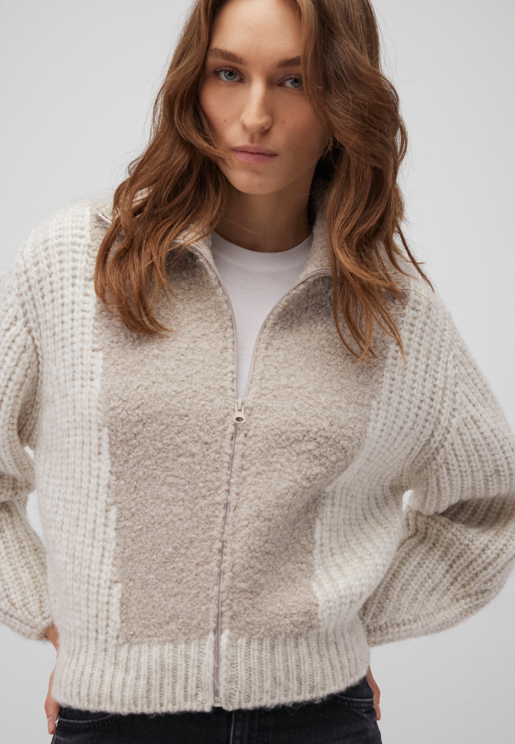 Cardigan con zip in pietra pomice Cardigan Mavi   