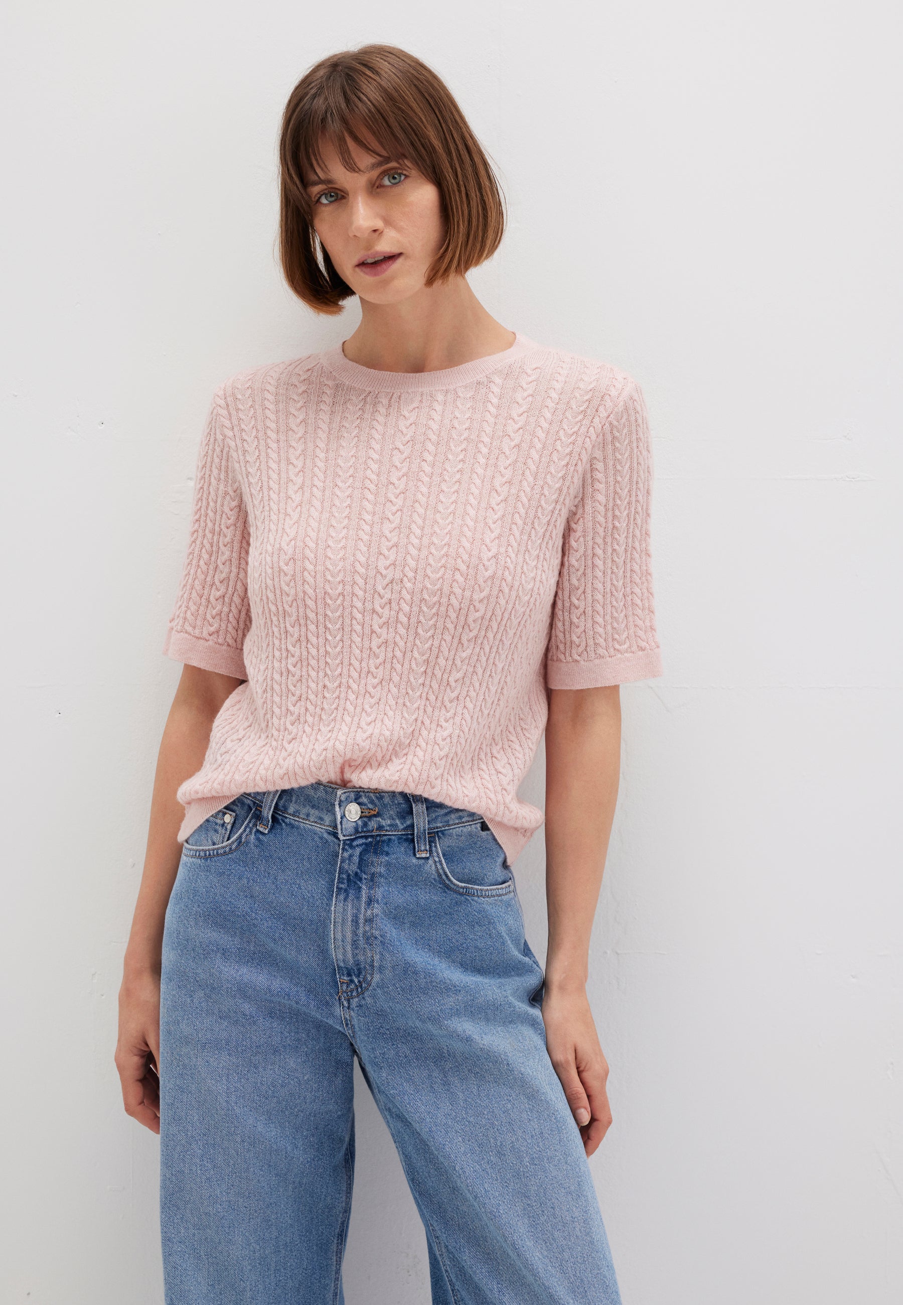 Tricot a maniche corte in Lotus Melange Maglioni Mavi