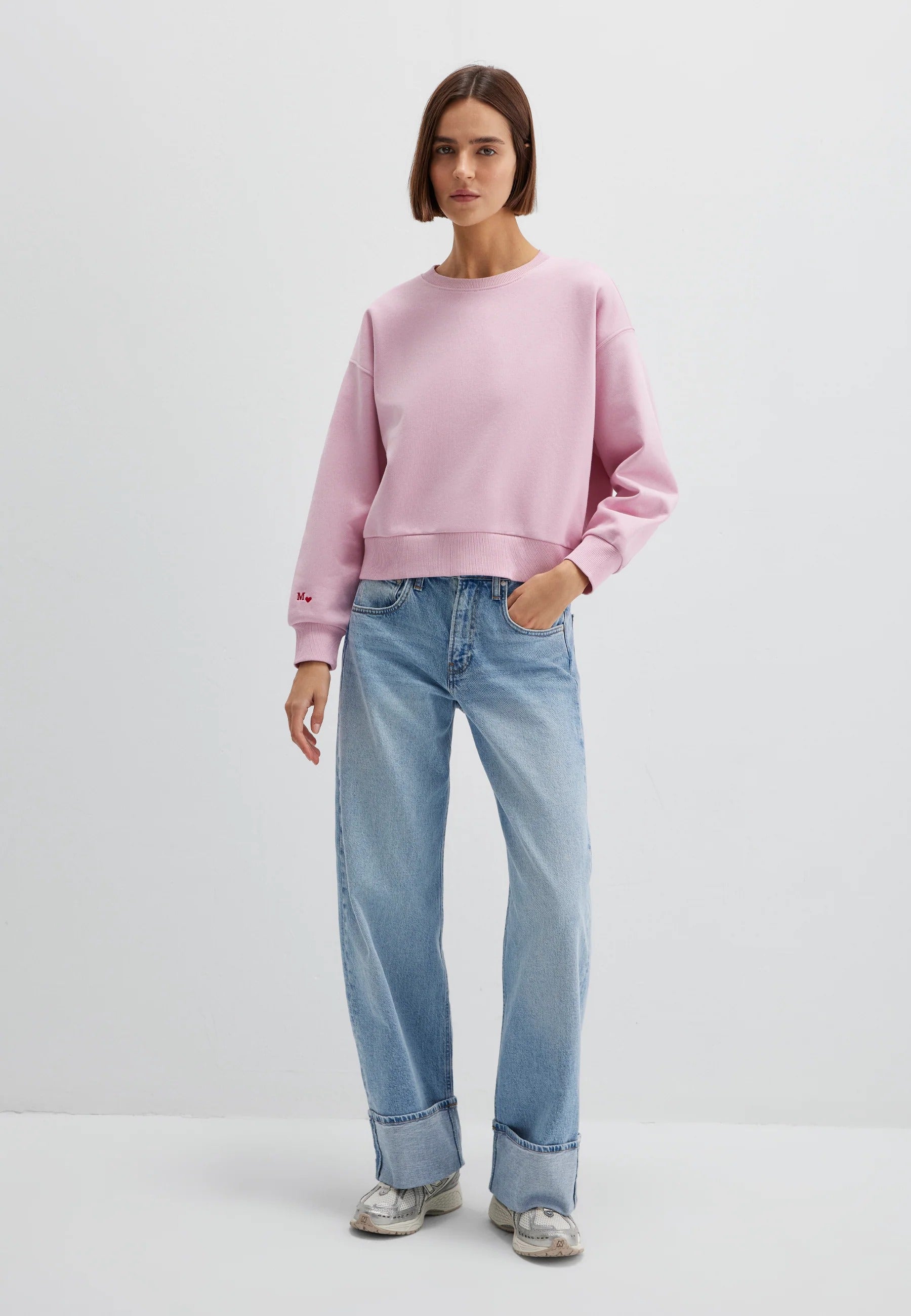 Felpa girocollo rosa nettare