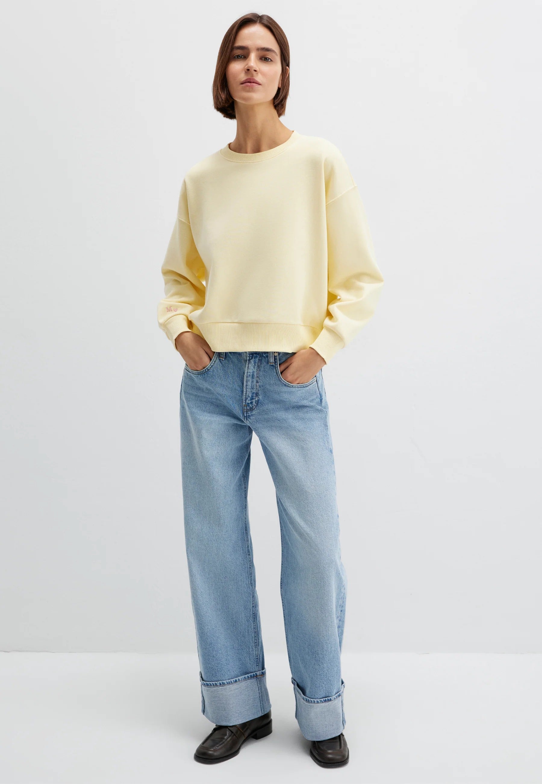 Felpa girocollo in Double Cream