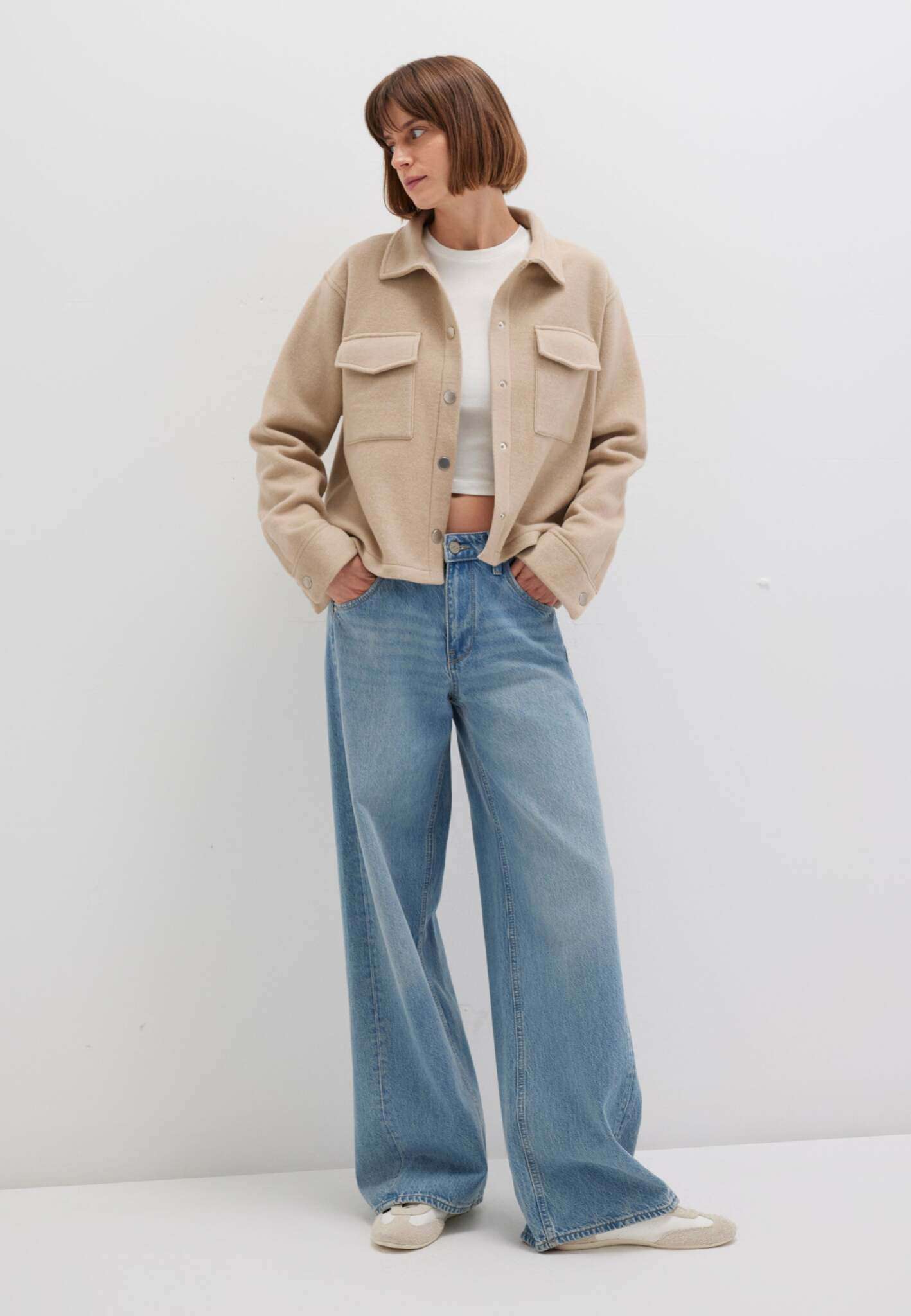 Felpa con bottoni in pavé melange Giacche Mavi