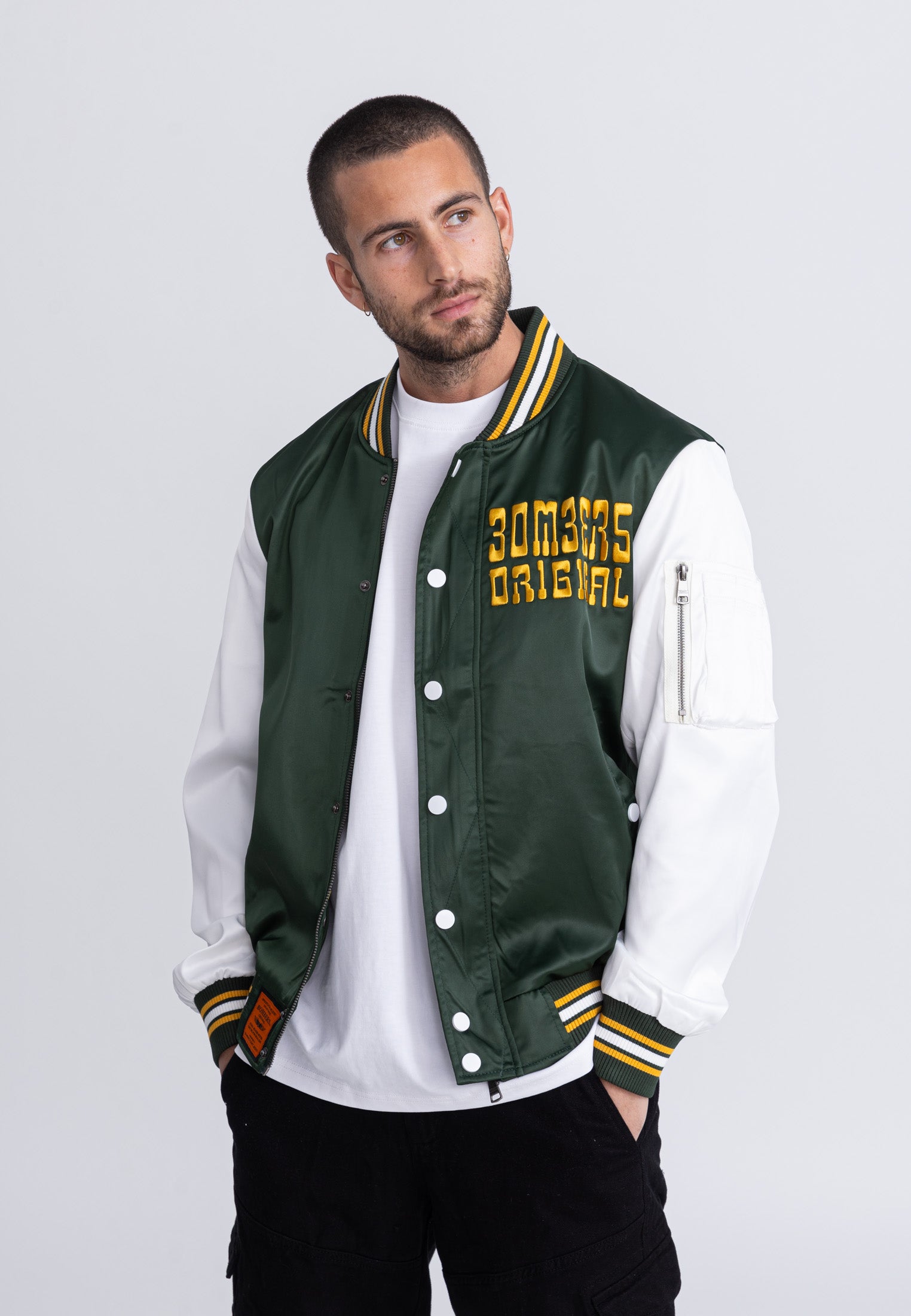 Giacca bomber March M in verde/bianco Bombers Original   