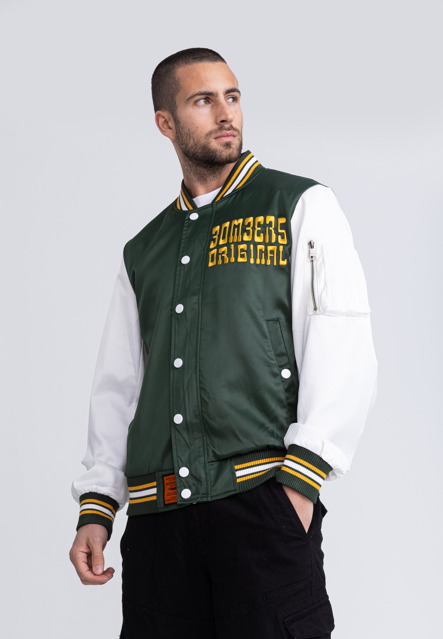 Giacca bomber March M in verde/bianco Bombers Original   