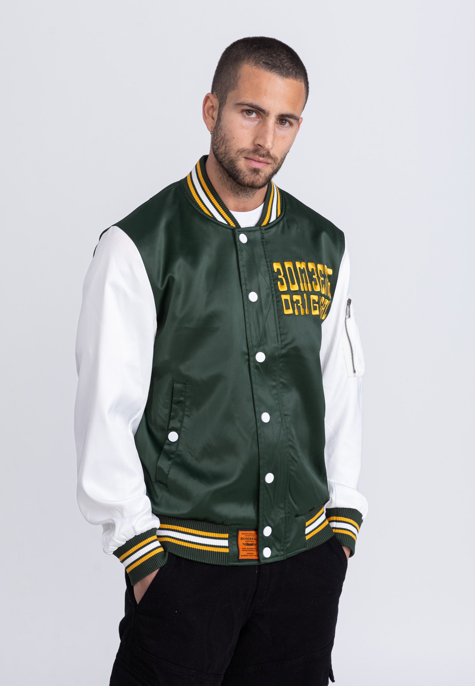 Giacca bomber March M in verde/bianco Bombers Original   