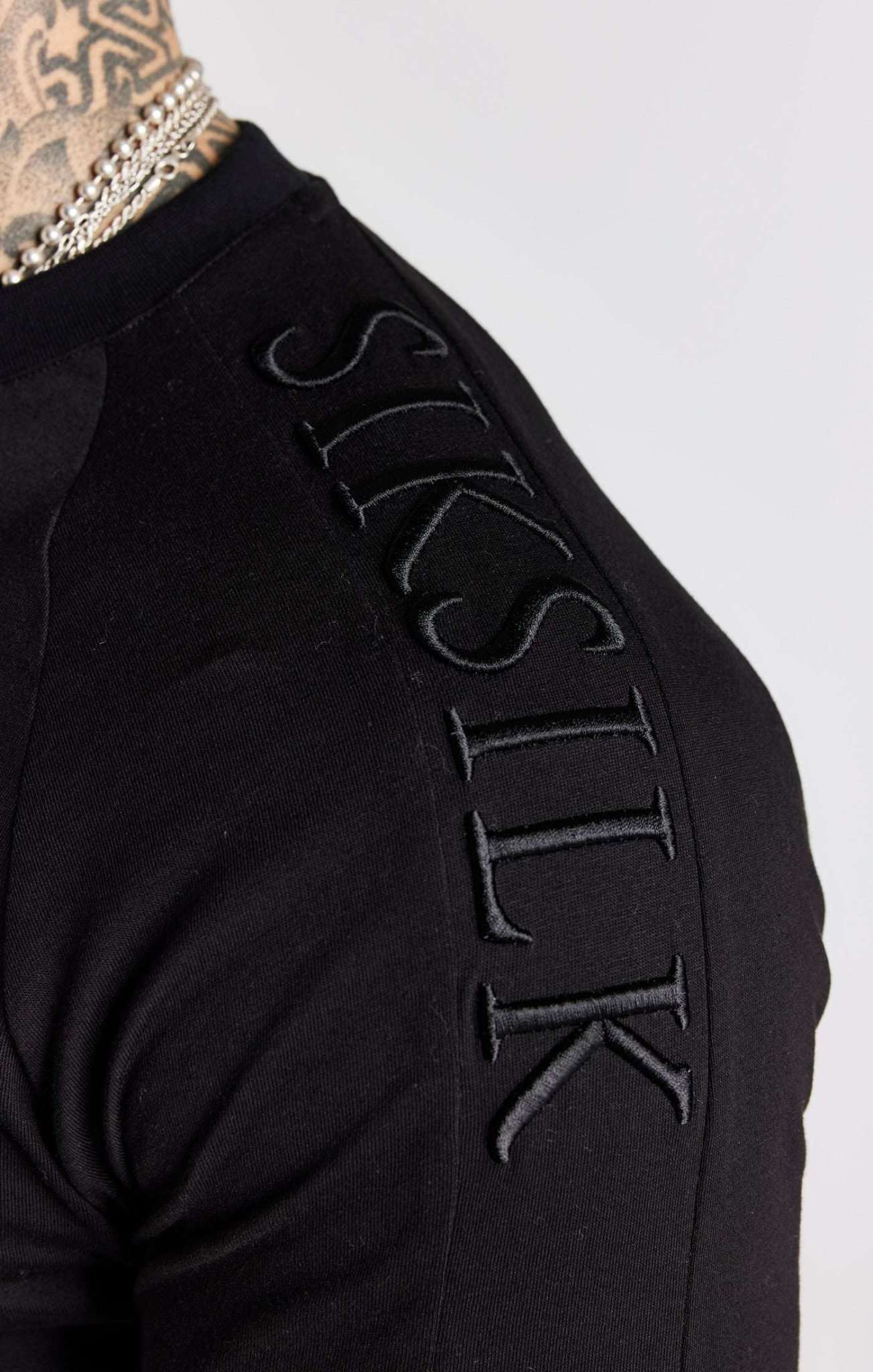 Camicia a maniche lunghe con pannello muscolare in nero Magliette SikSilk   