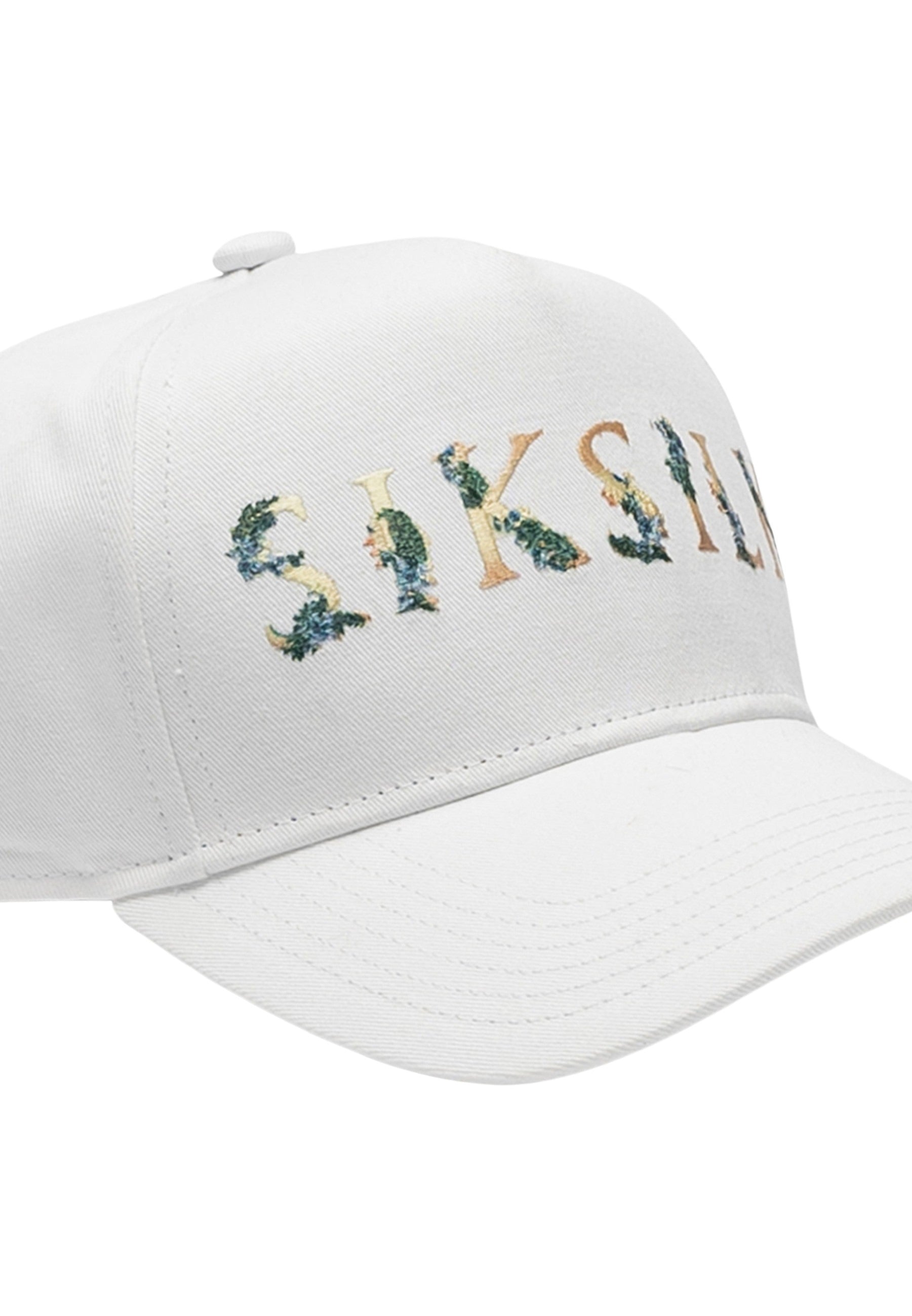 Cappello Trucker con ricamo floreale in cappellini bianchi SikSilk   