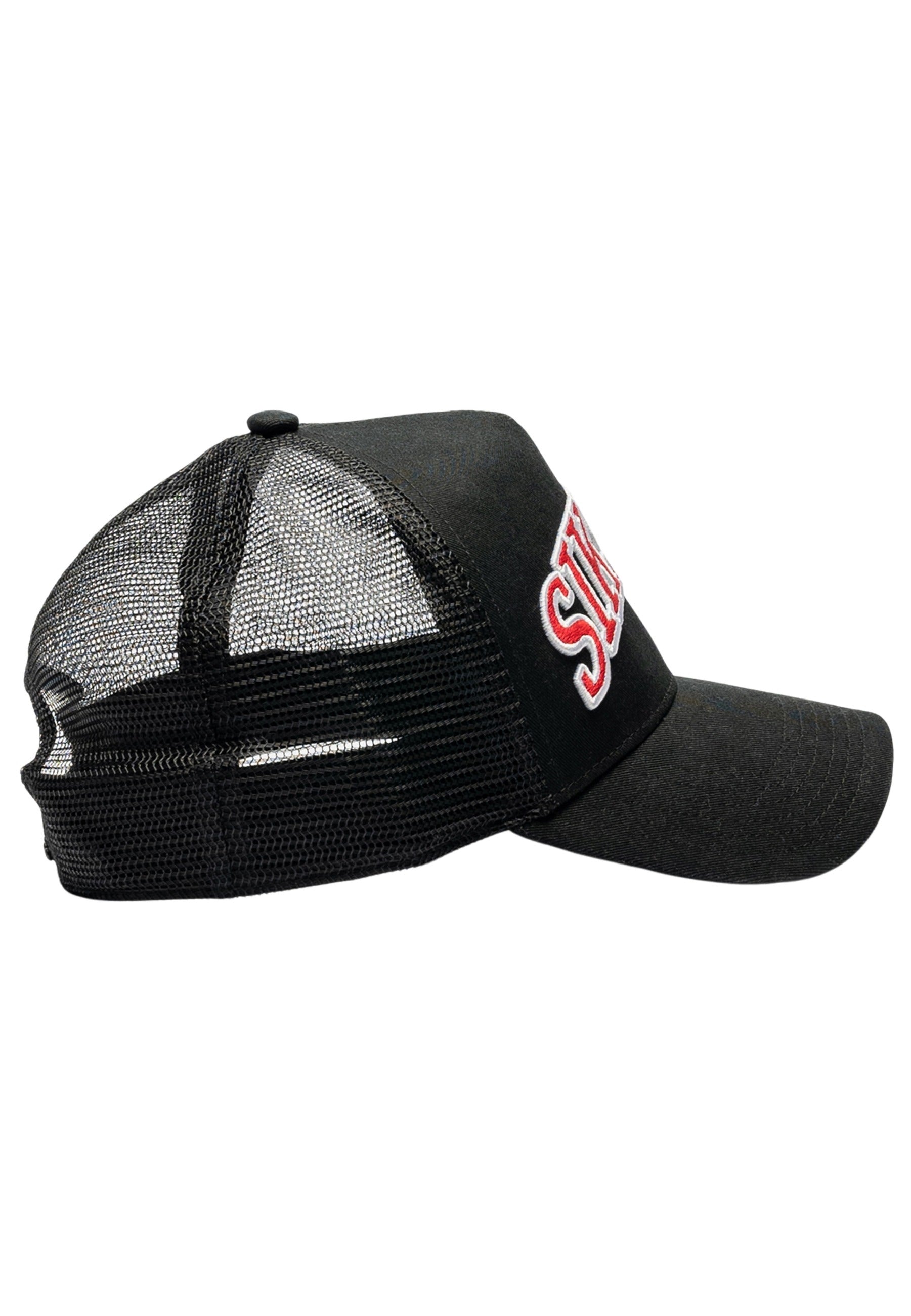 Cappello Trucker con logo Shadow in maglia nera Cappellini SikSilk   