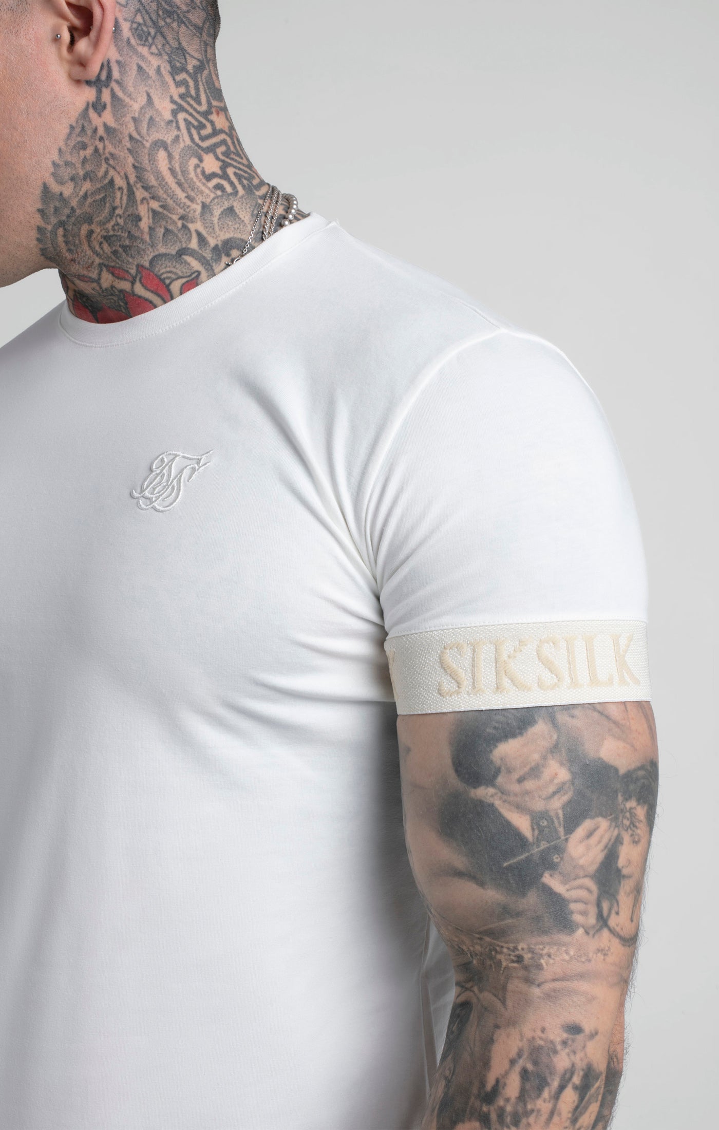 Maglietta con polsino elastico in ecru Magliette SikSilk   