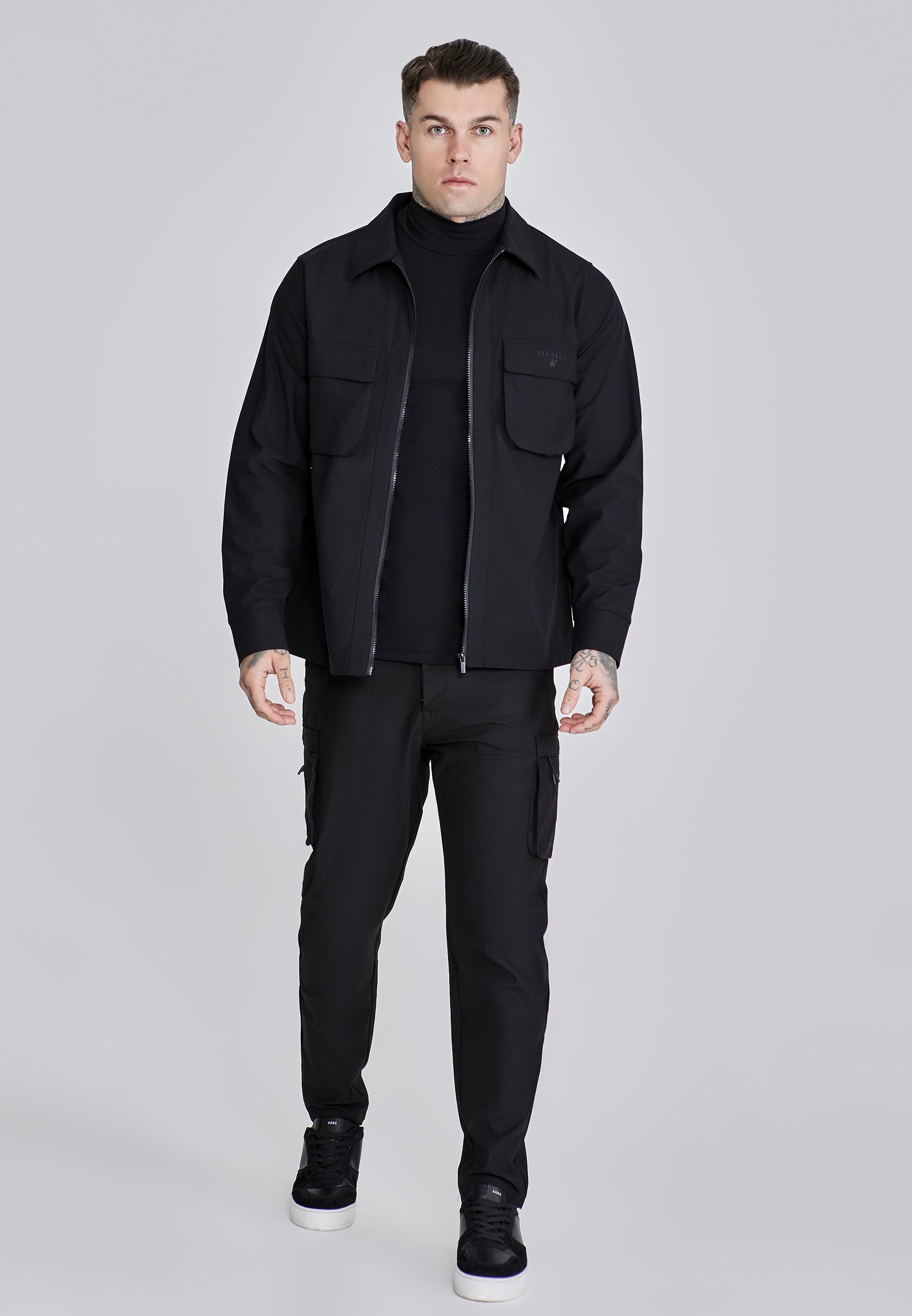 Camicia Utility Overshirt in nero Camicie SikSilk