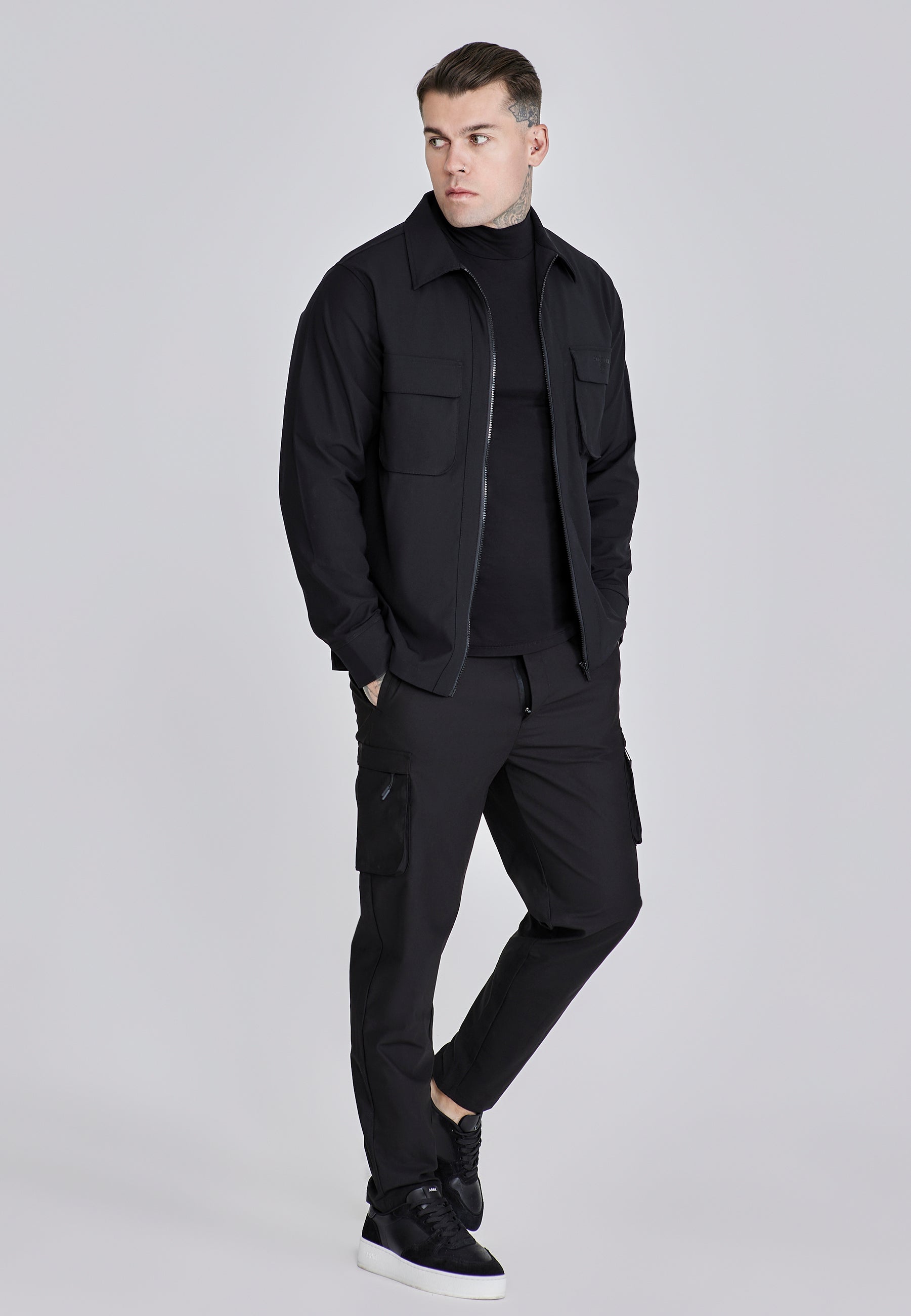 Camicia Utility Overshirt in nero Camicie SikSilk