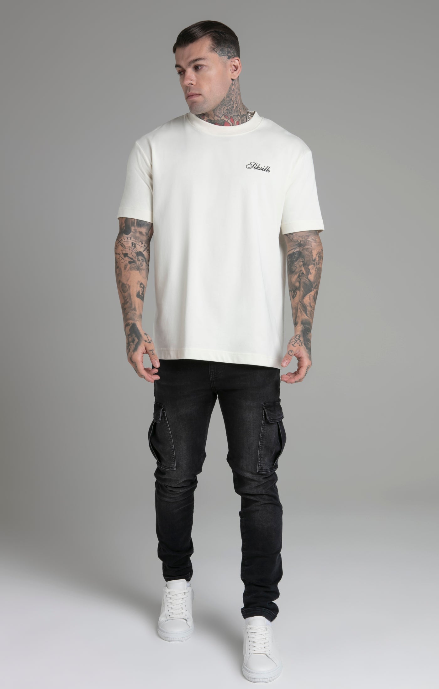 Maglietta grafica in ecru T-shirt SikSilk   