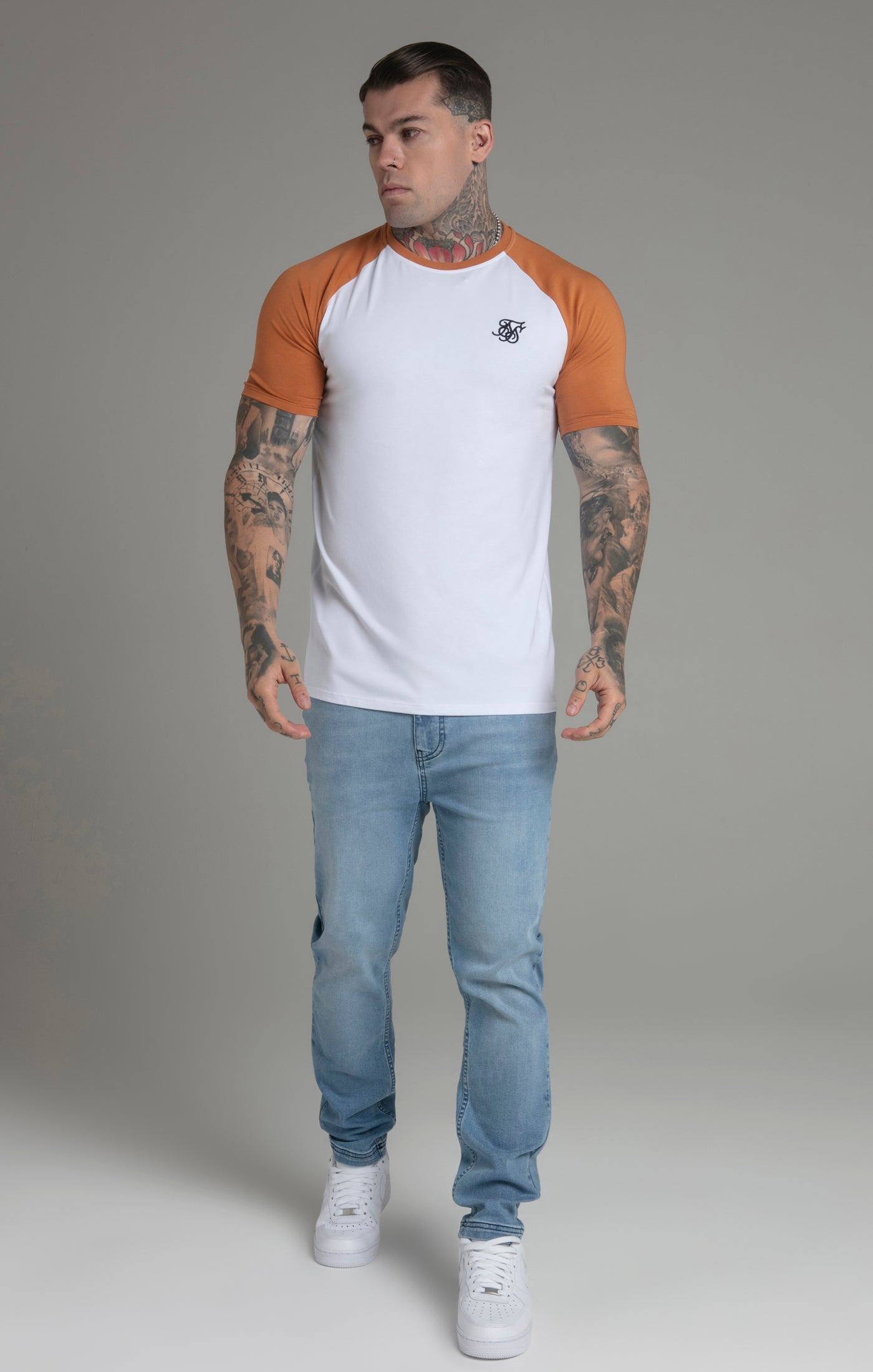 Maglietta Raglan in Bianco/Giallo Magliette SikSilk   