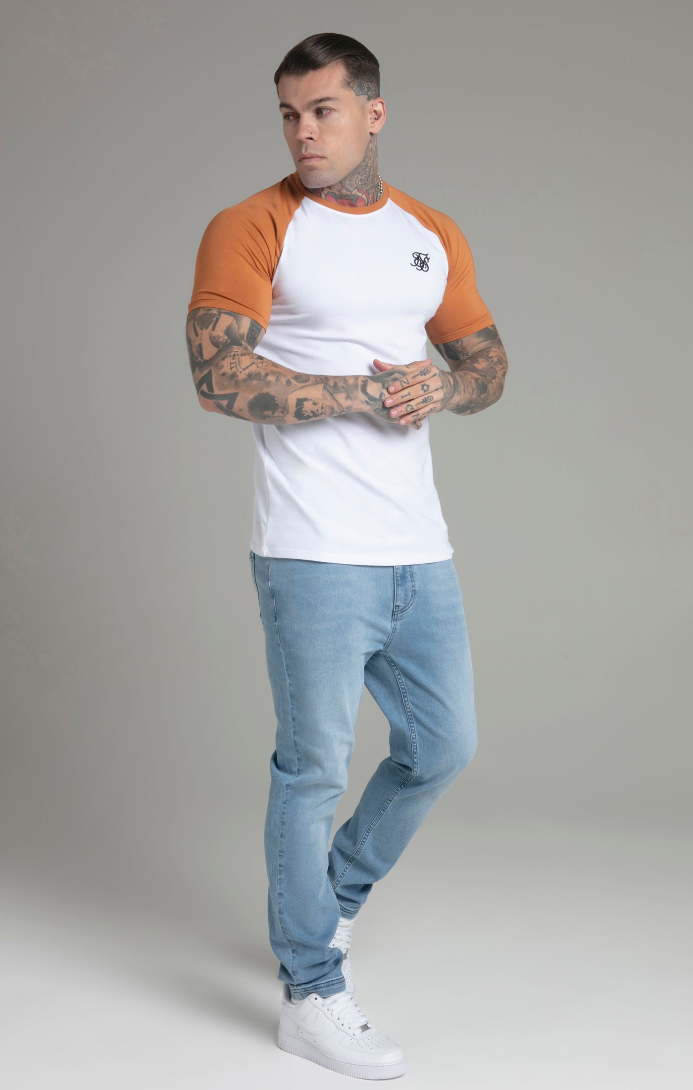 Maglietta Raglan in Bianco/Giallo Magliette SikSilk   