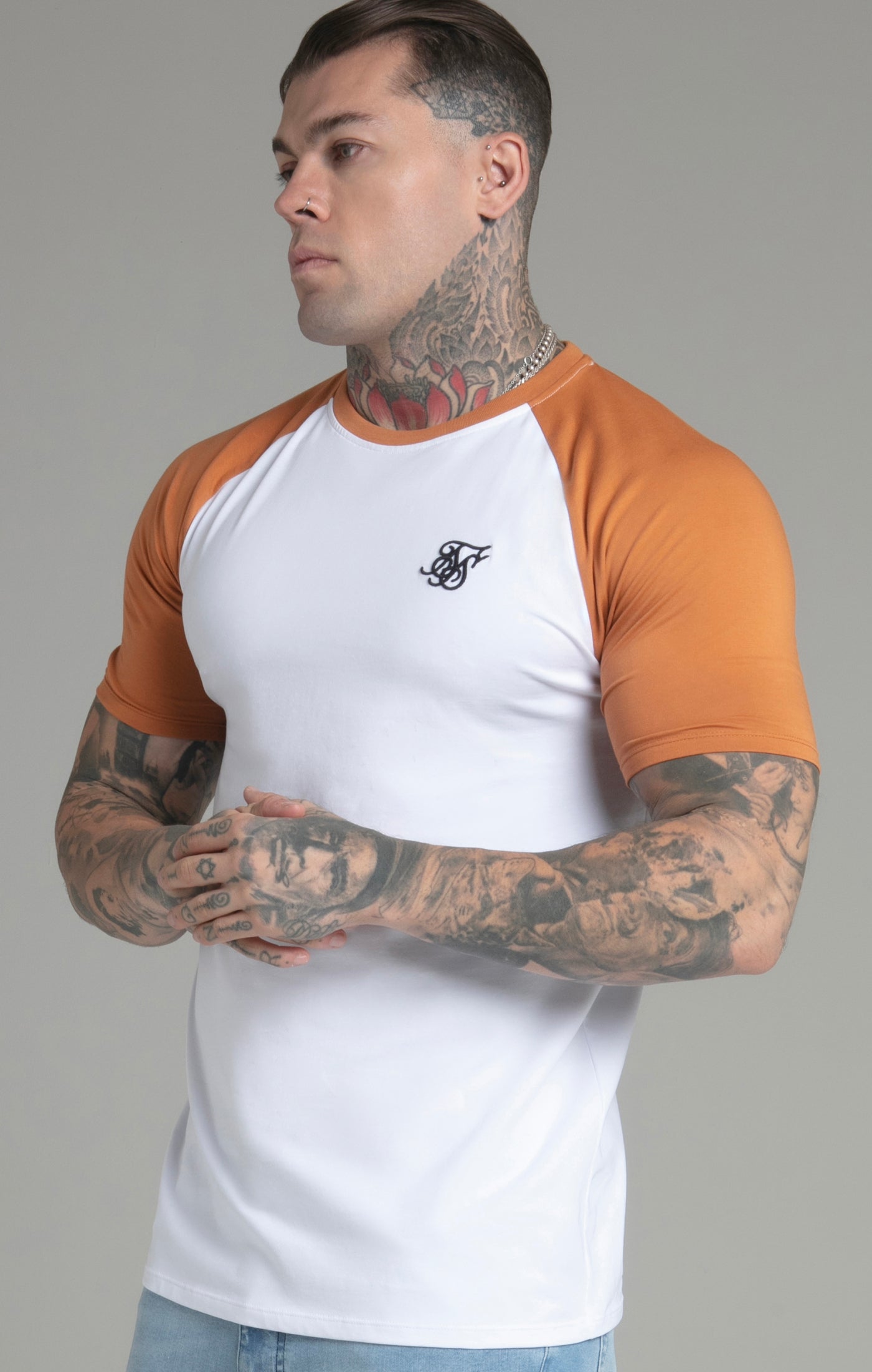 Maglietta Raglan in Bianco/Giallo Magliette SikSilk   