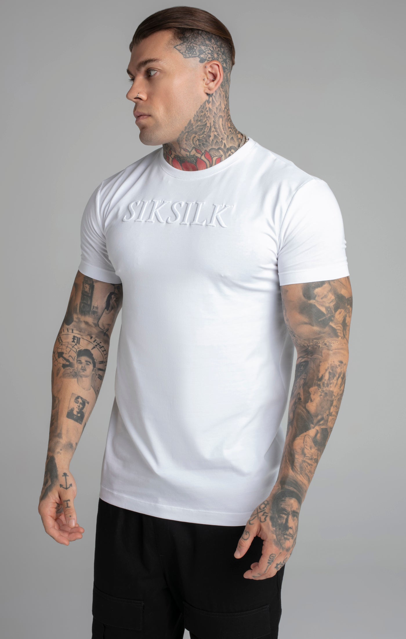 Maglietta Muscle Fit in bianco Magliette SikSilk   