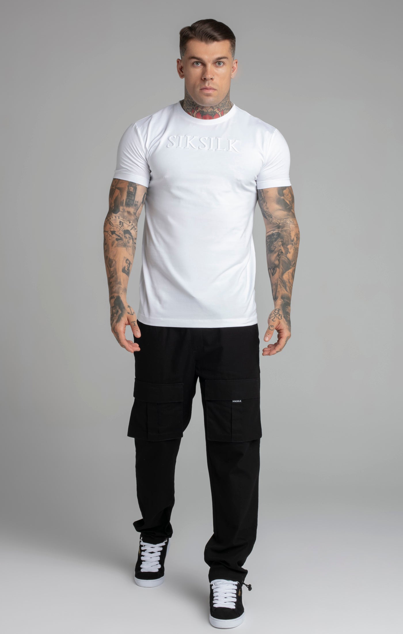 Maglietta Muscle Fit in bianco Magliette SikSilk   