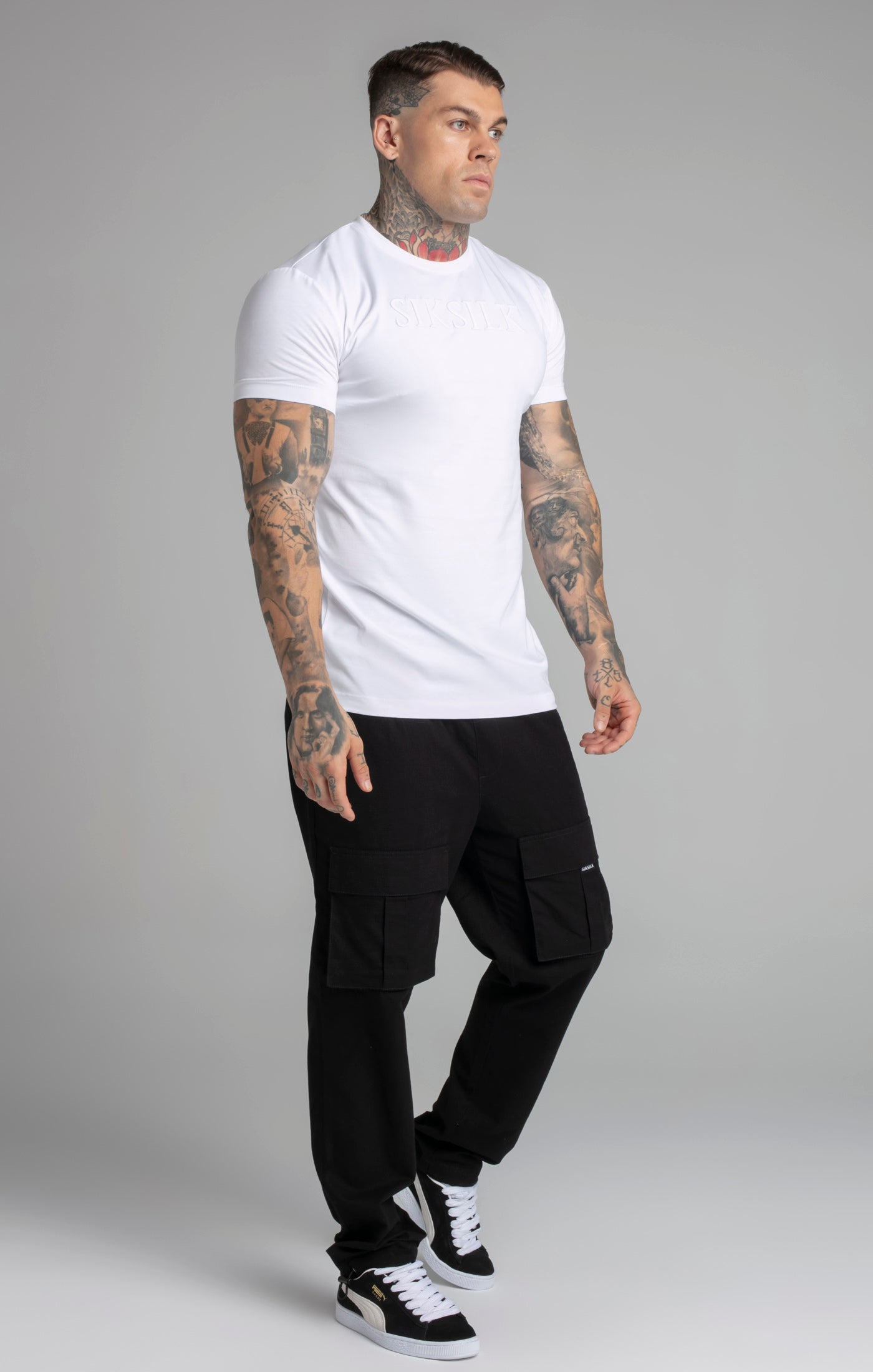 Maglietta Muscle Fit in bianco Magliette SikSilk   