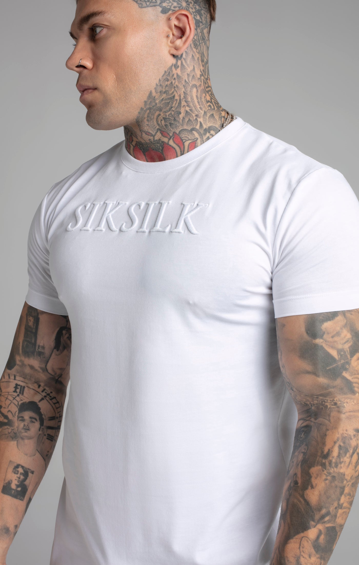 Maglietta Muscle Fit in bianco Magliette SikSilk   