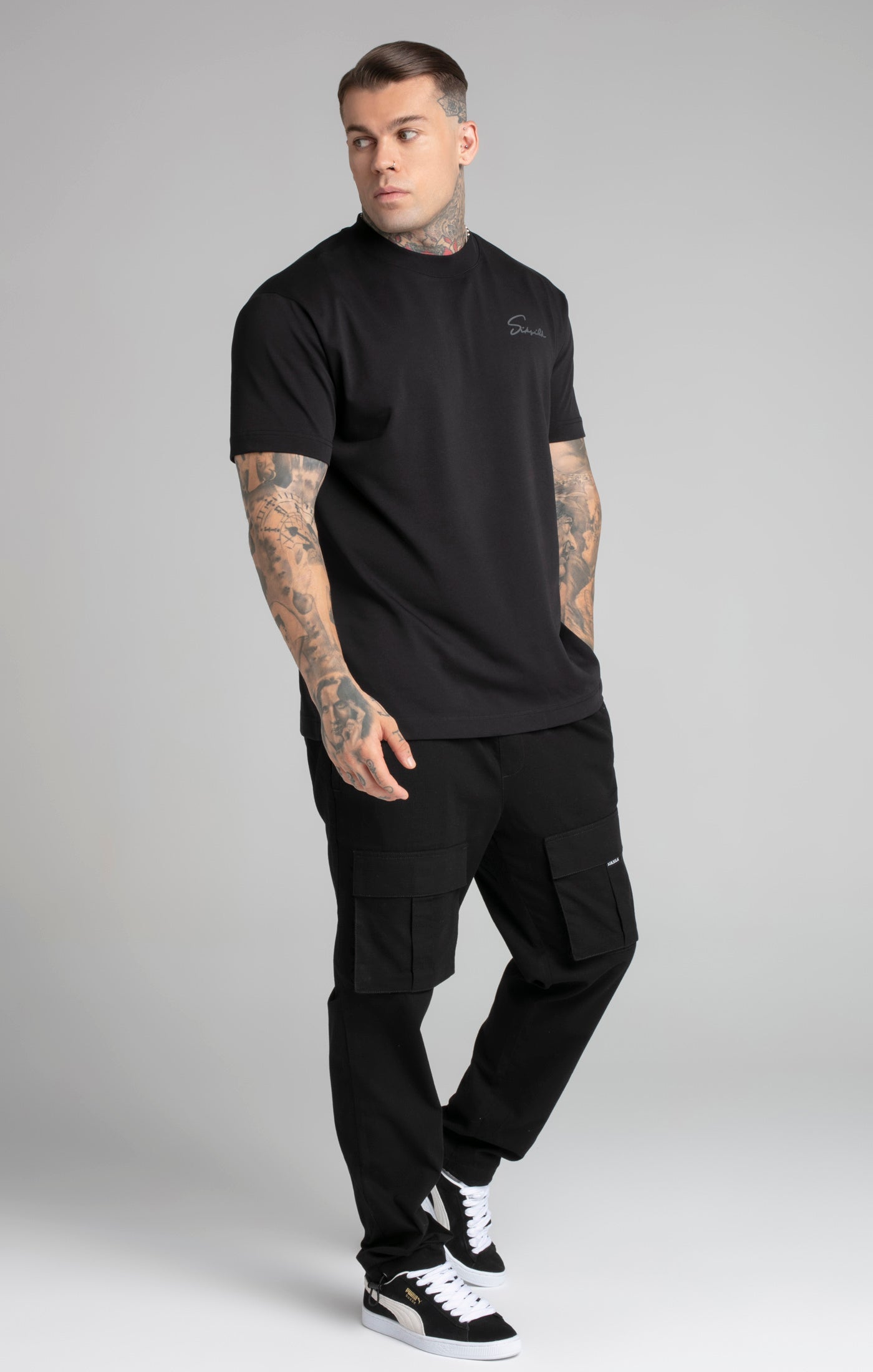 Maglietta Script in Nero Magliette SikSilk   