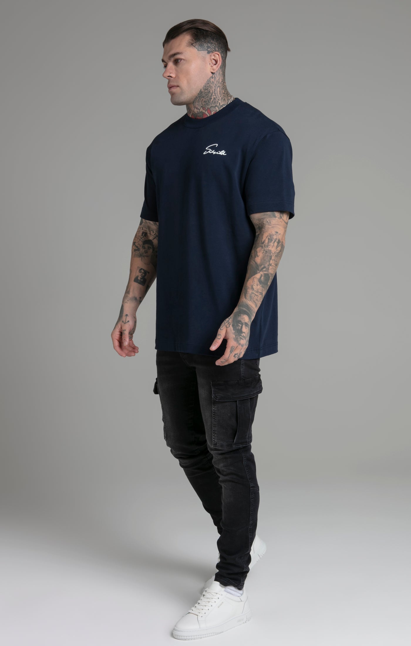 Maglietta Script in Blu Magliette SikSilk   