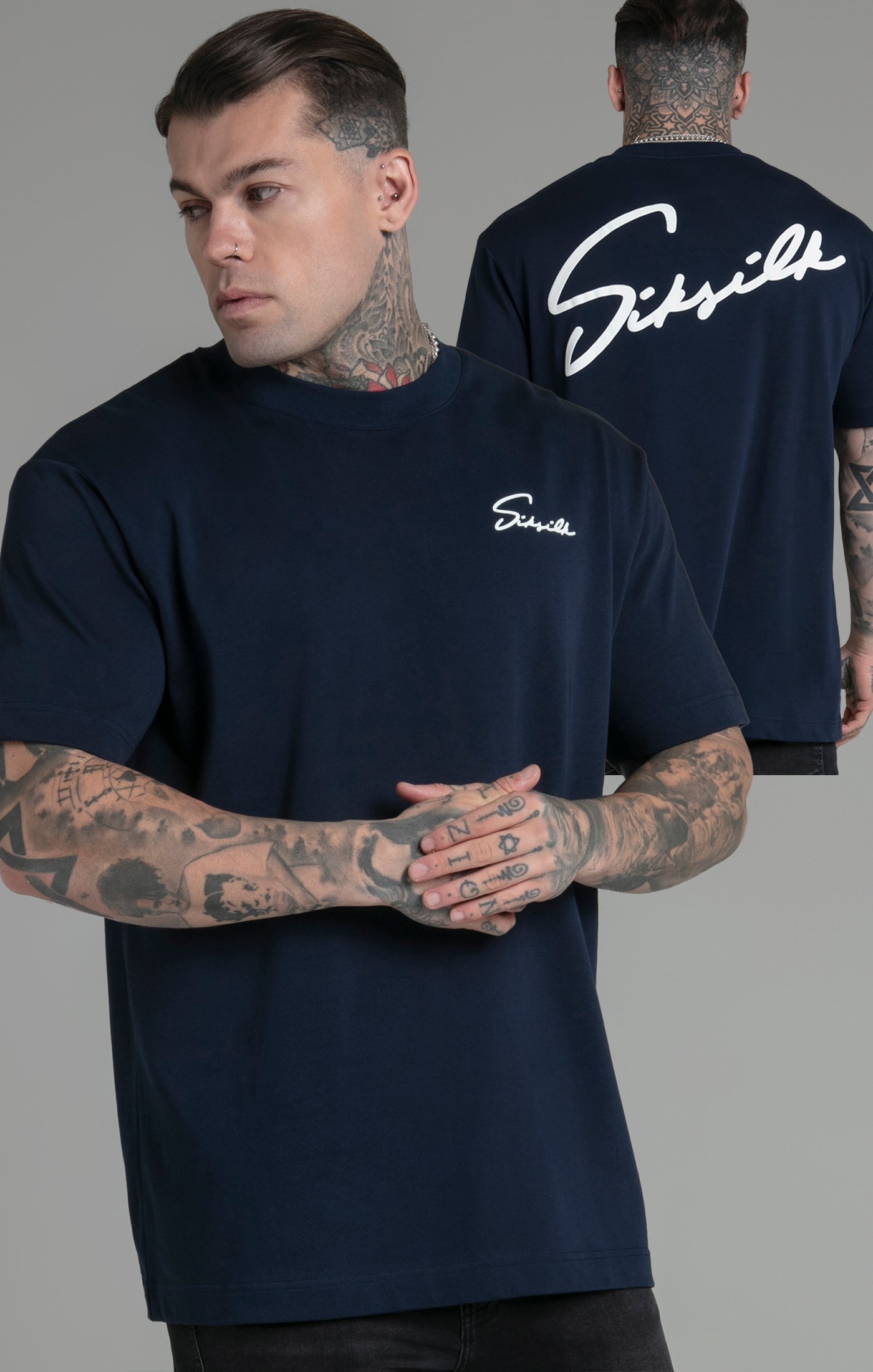 Maglietta Script in Blu Magliette SikSilk   