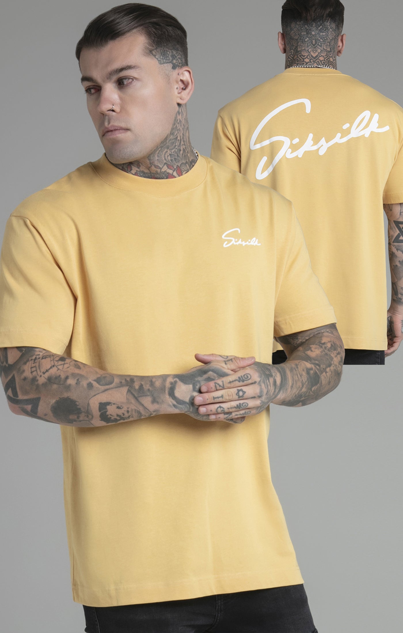 Maglietta Script in giallo Magliette SikSilk   