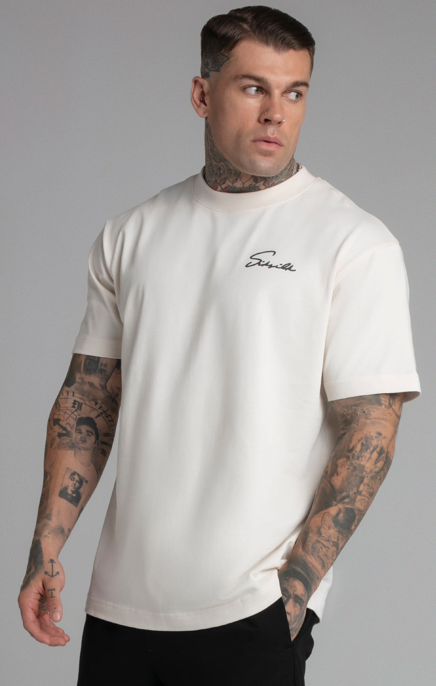 T-shirt Script in ecru T-shirt SikSilk   