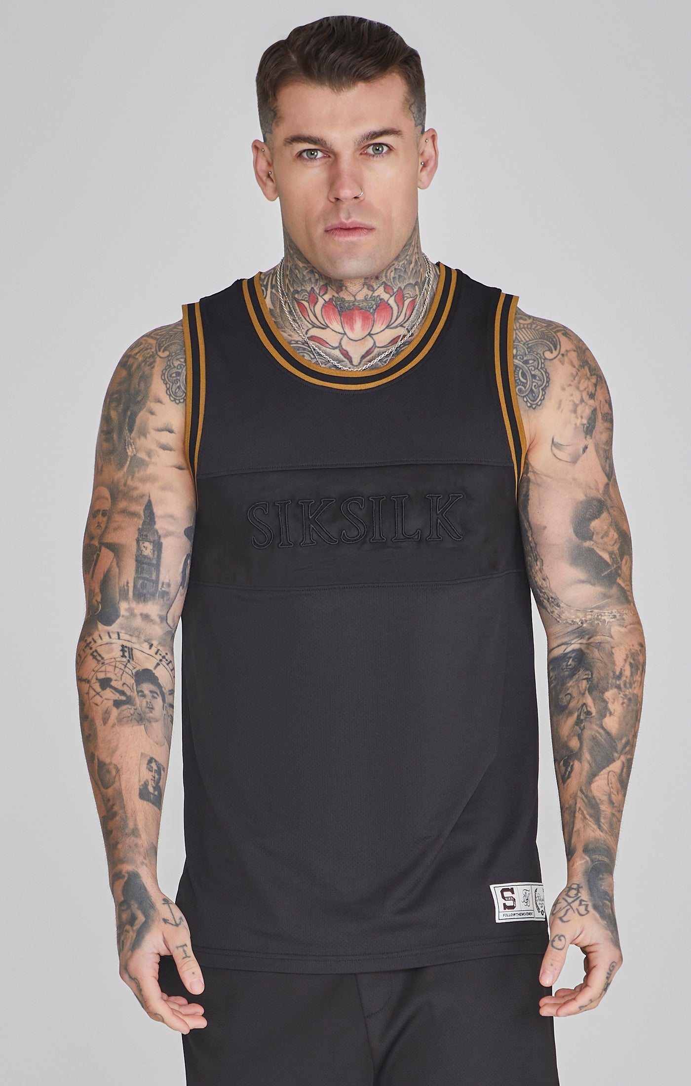 Gilet da basket in top nero SikSilk   