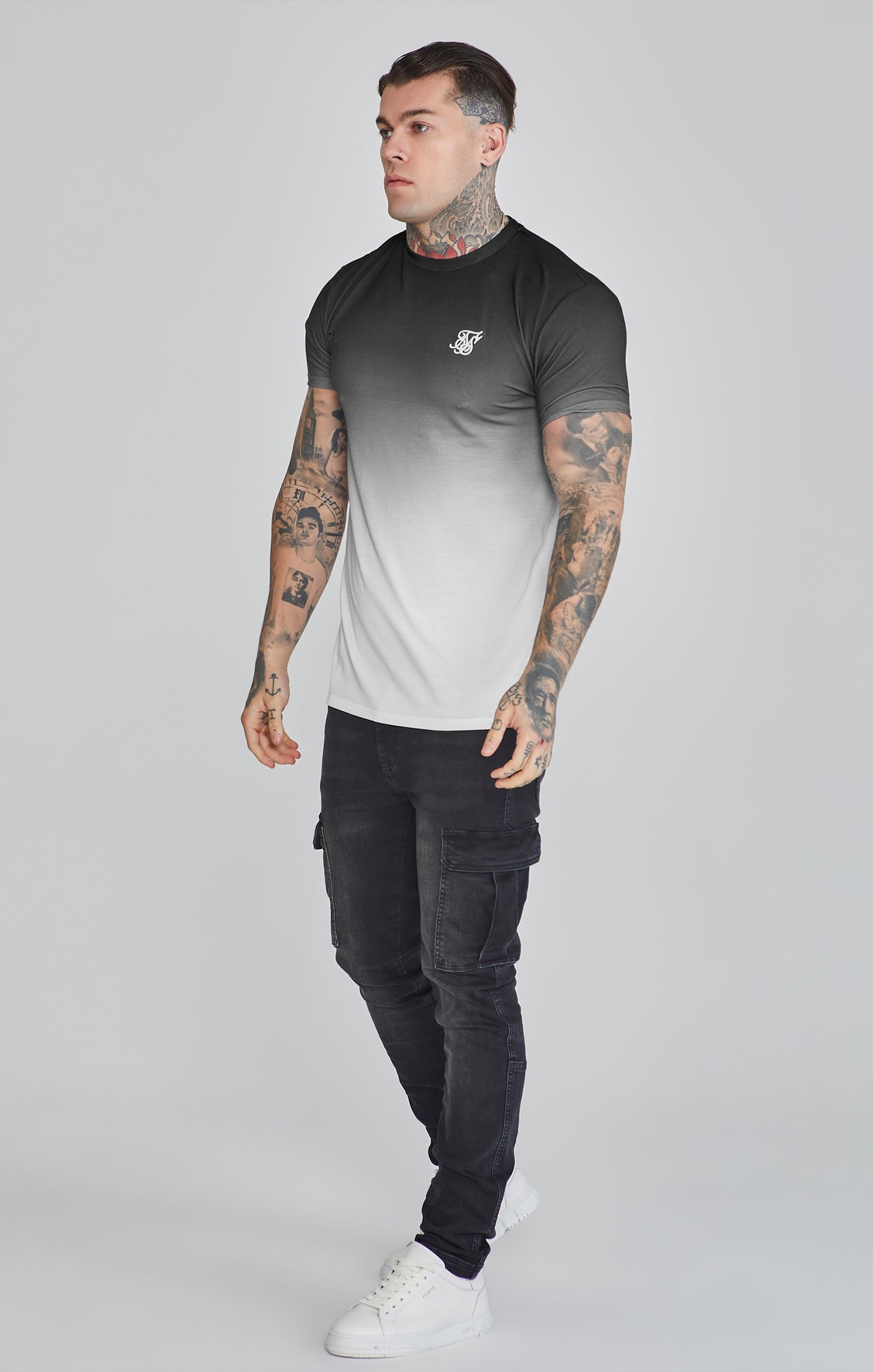 Maglietta Fade in Nero, Grigio Magliette SikSilk   