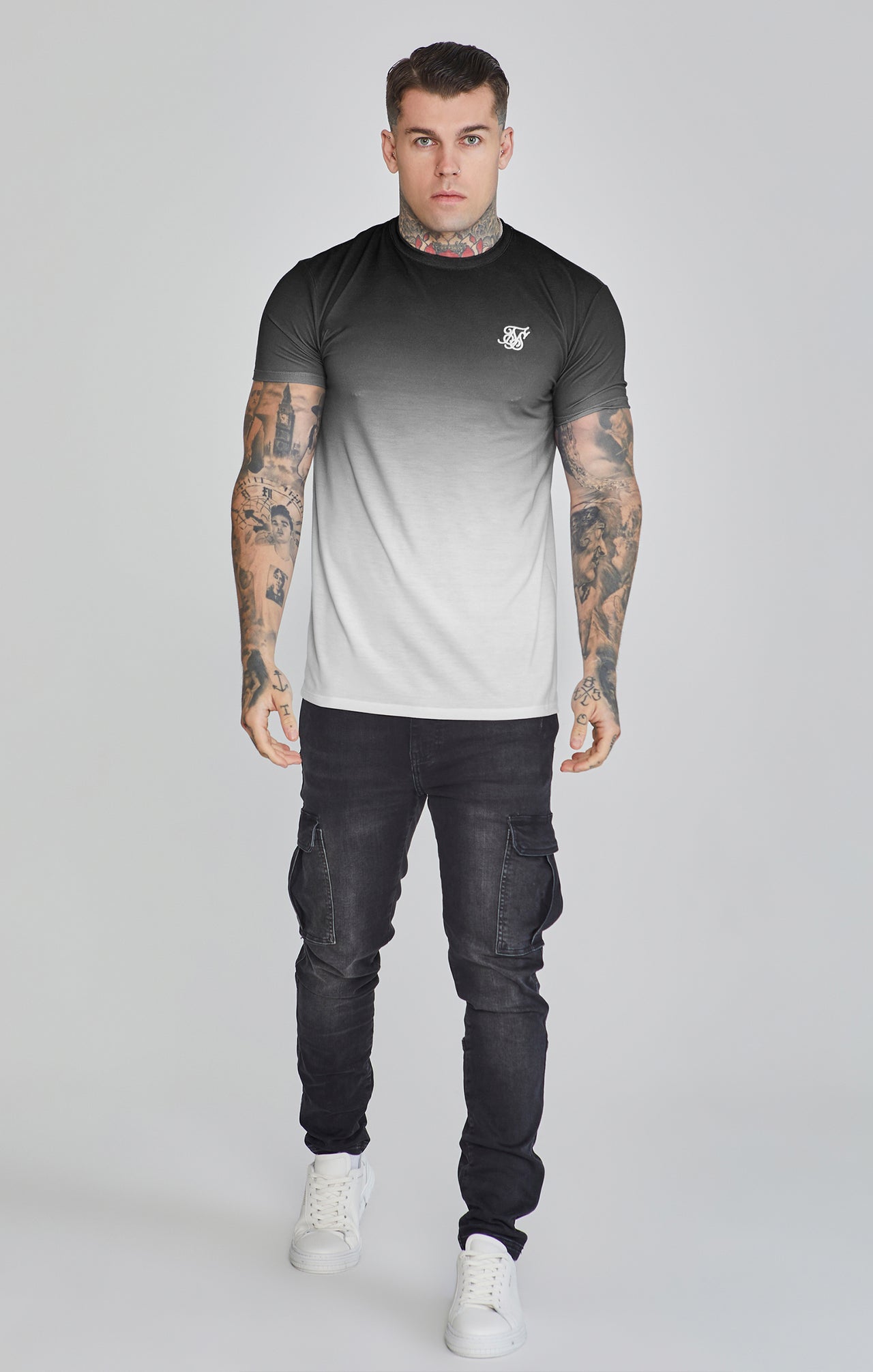 Maglietta Fade in Nero, Grigio Magliette SikSilk   