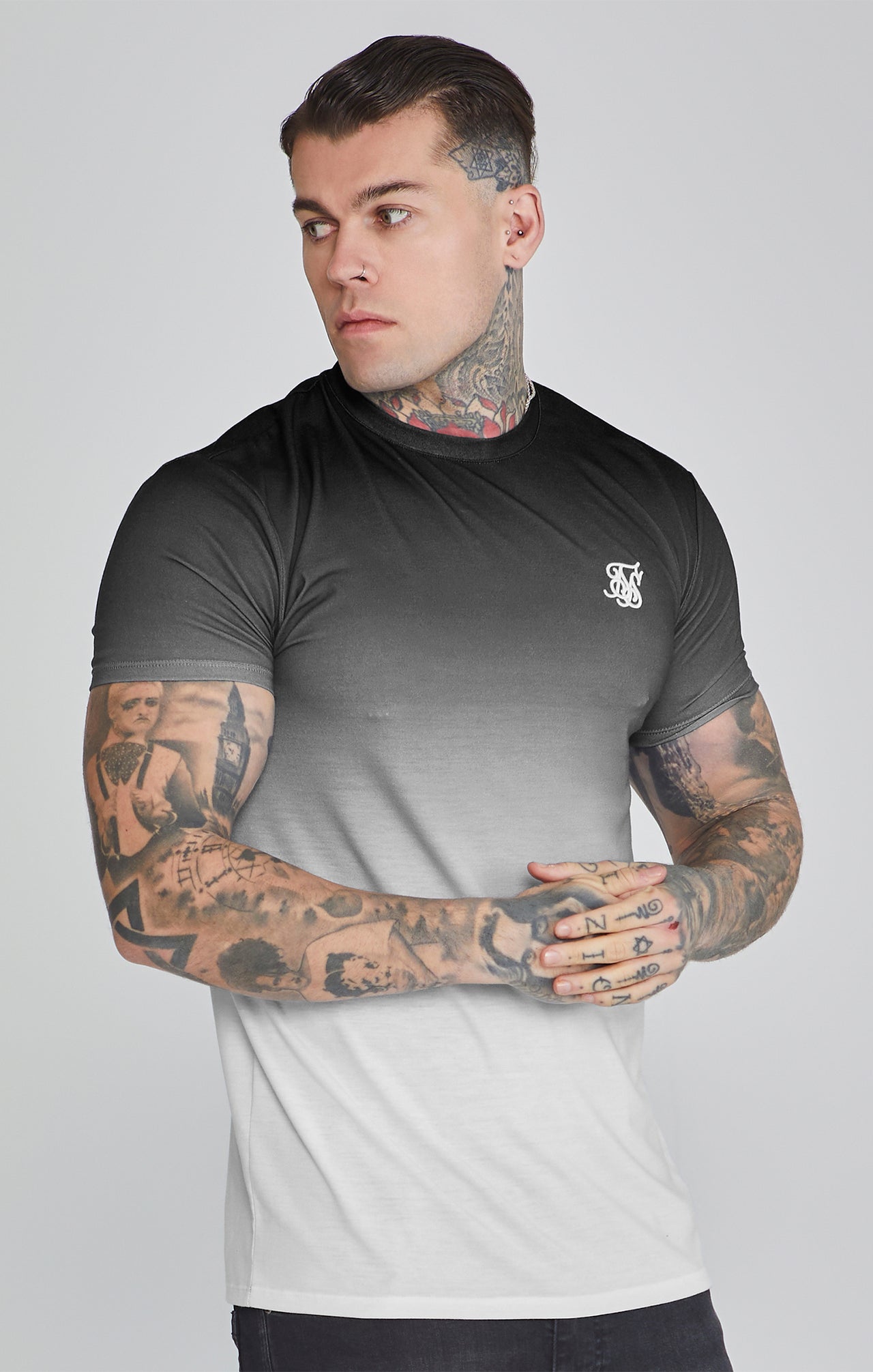 Maglietta Fade in Nero, Grigio Magliette SikSilk   