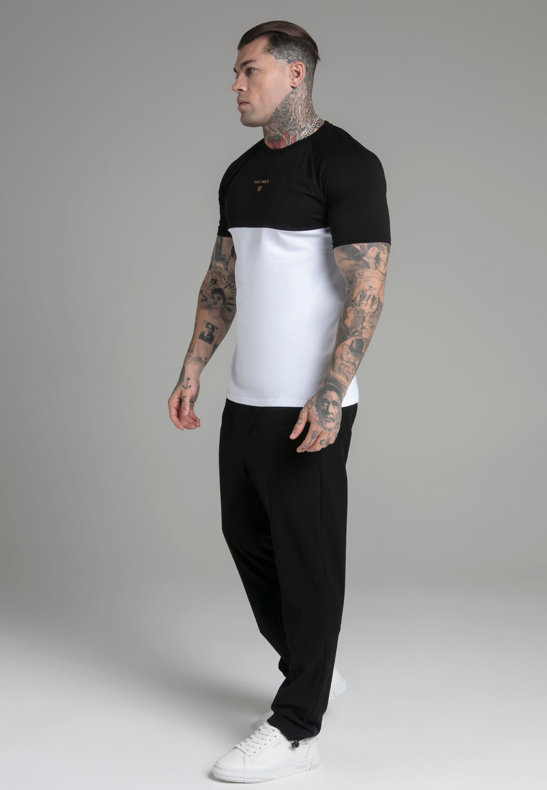 Maglietta Cut and Sew in Nero, Bianco Magliette SikSilk   