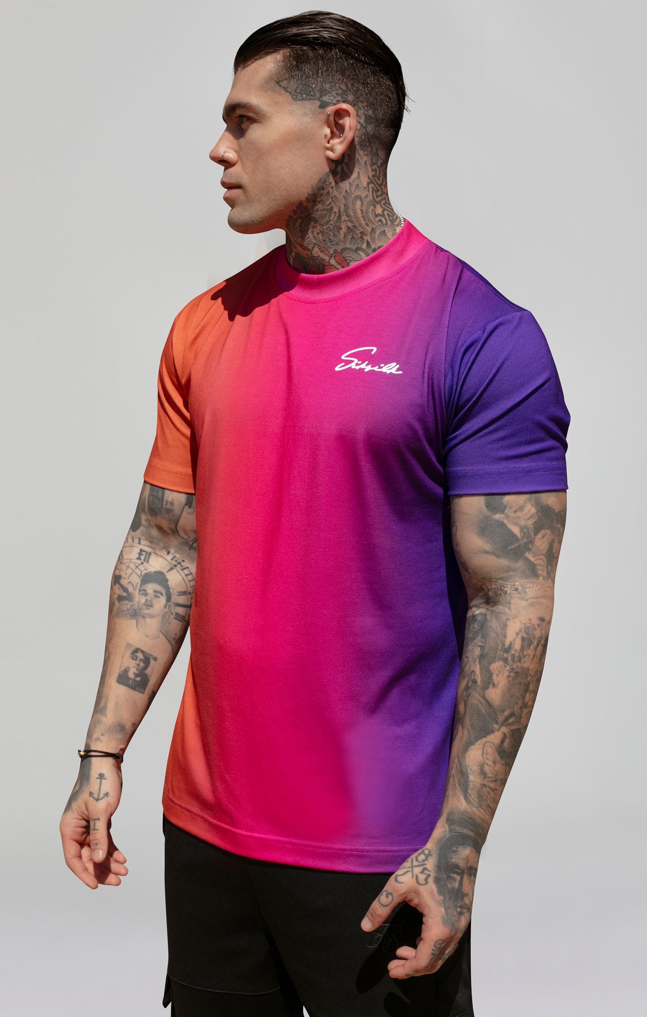 Maglietta Script Fade in rosa, viola Magliette SikSilk   