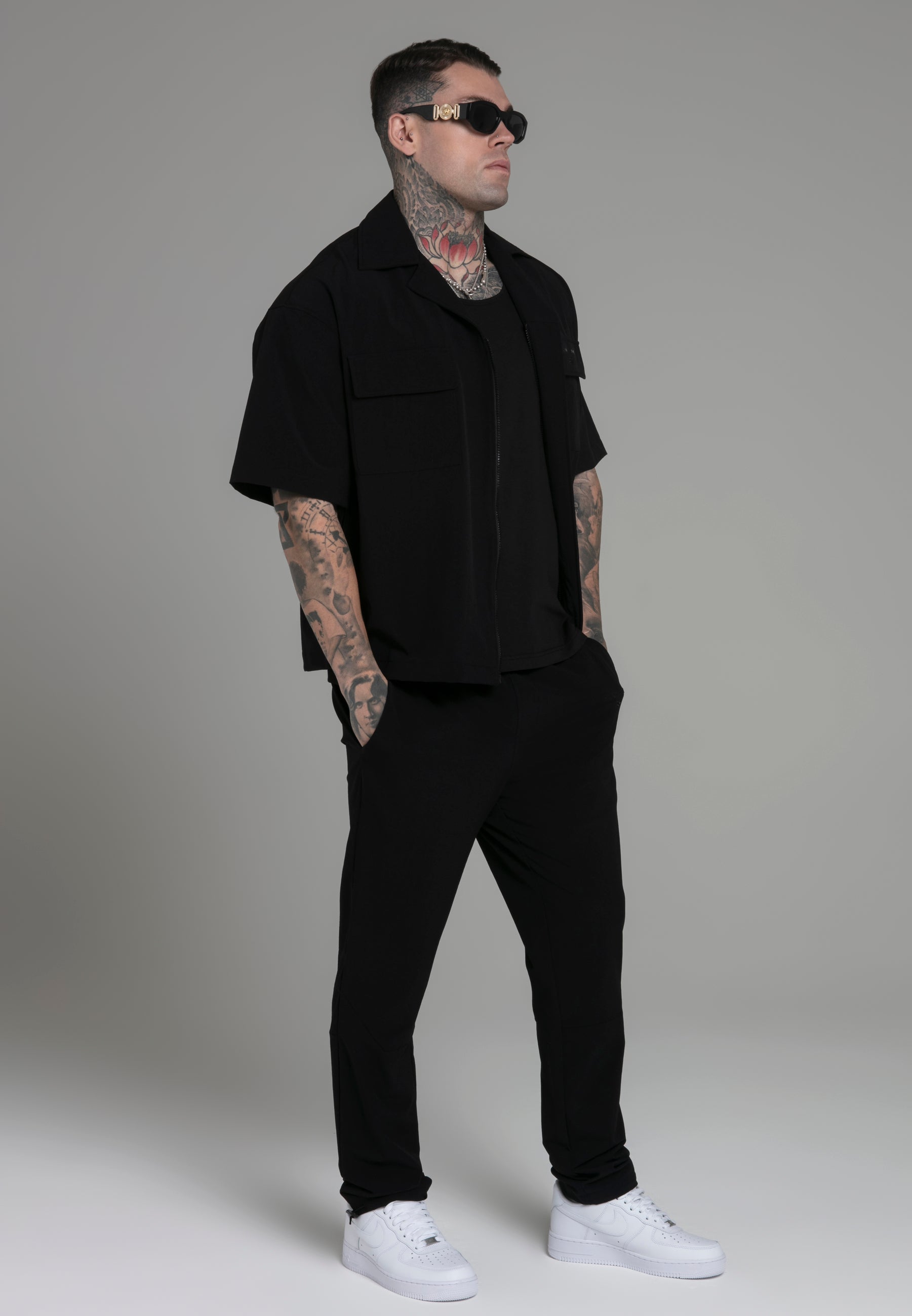 Camicia Utility in nero Magliette SikSilk   