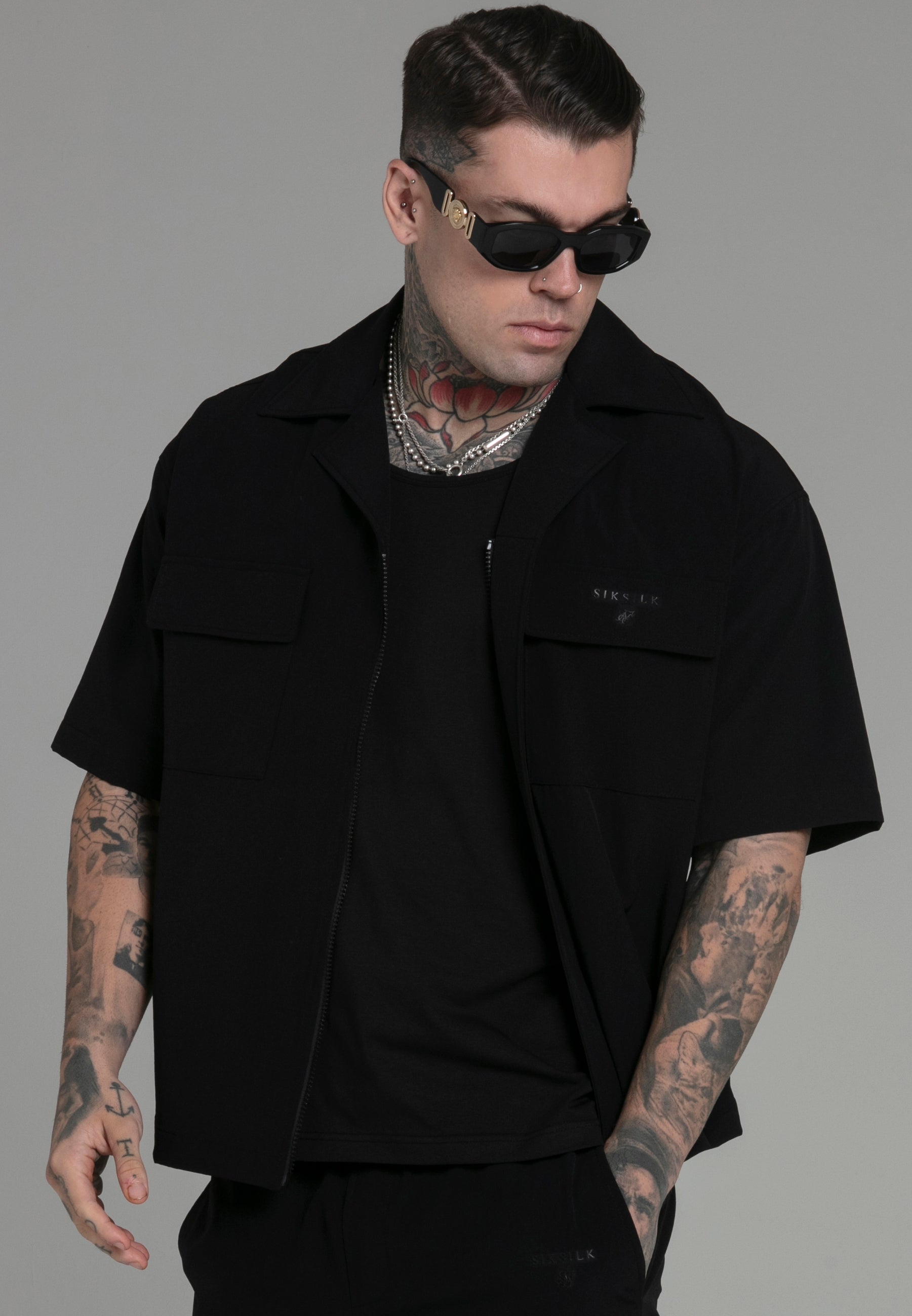 Camicia Utility in nero Magliette SikSilk   