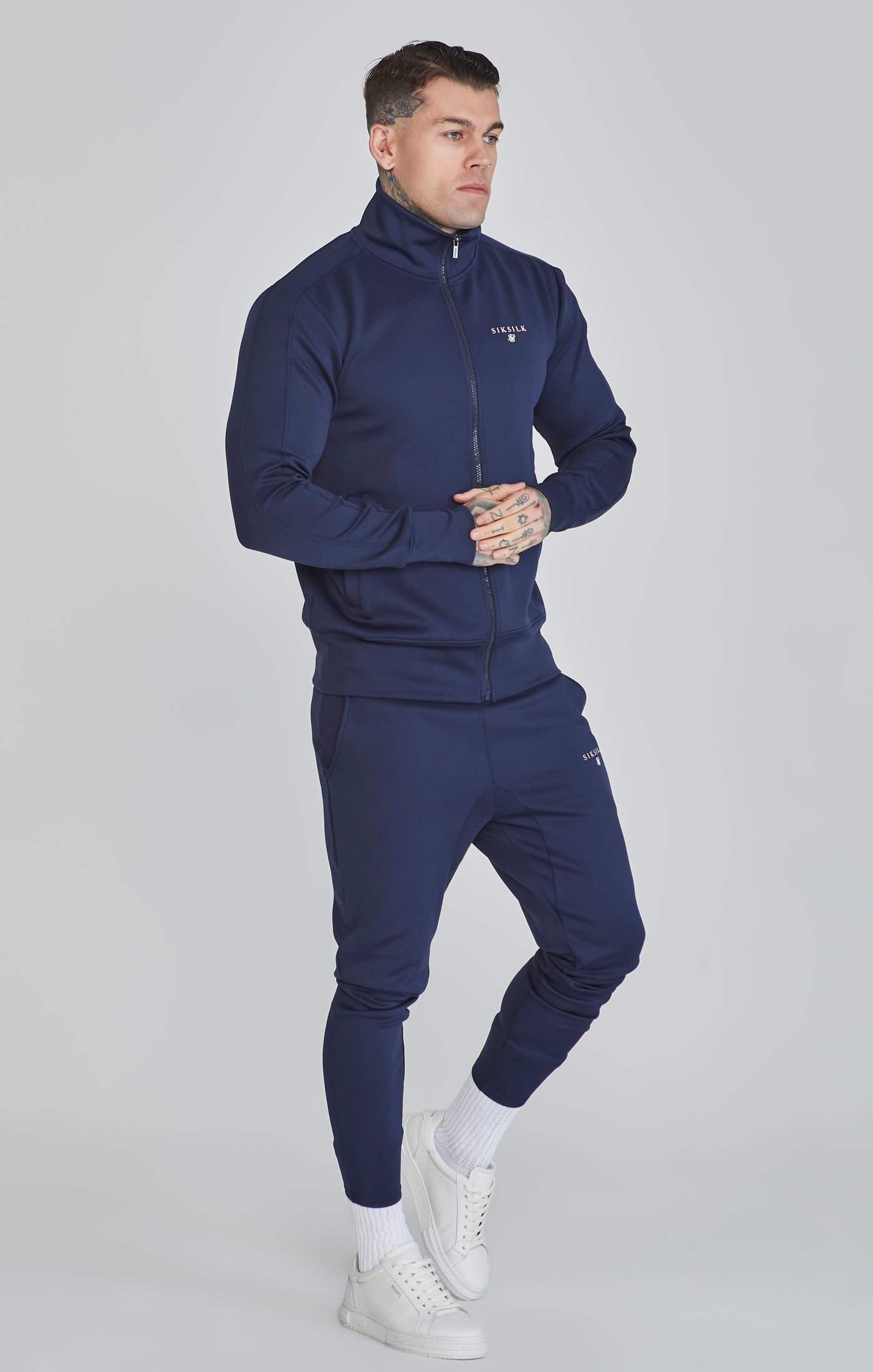 Essentials Poly Track Top in Navy Giacche da ginnastica SikSilk   