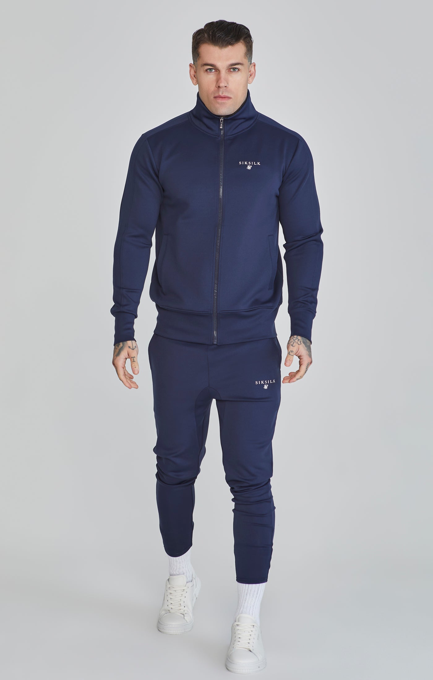 Essentials Poly Track Top in Navy Giacche da ginnastica SikSilk   