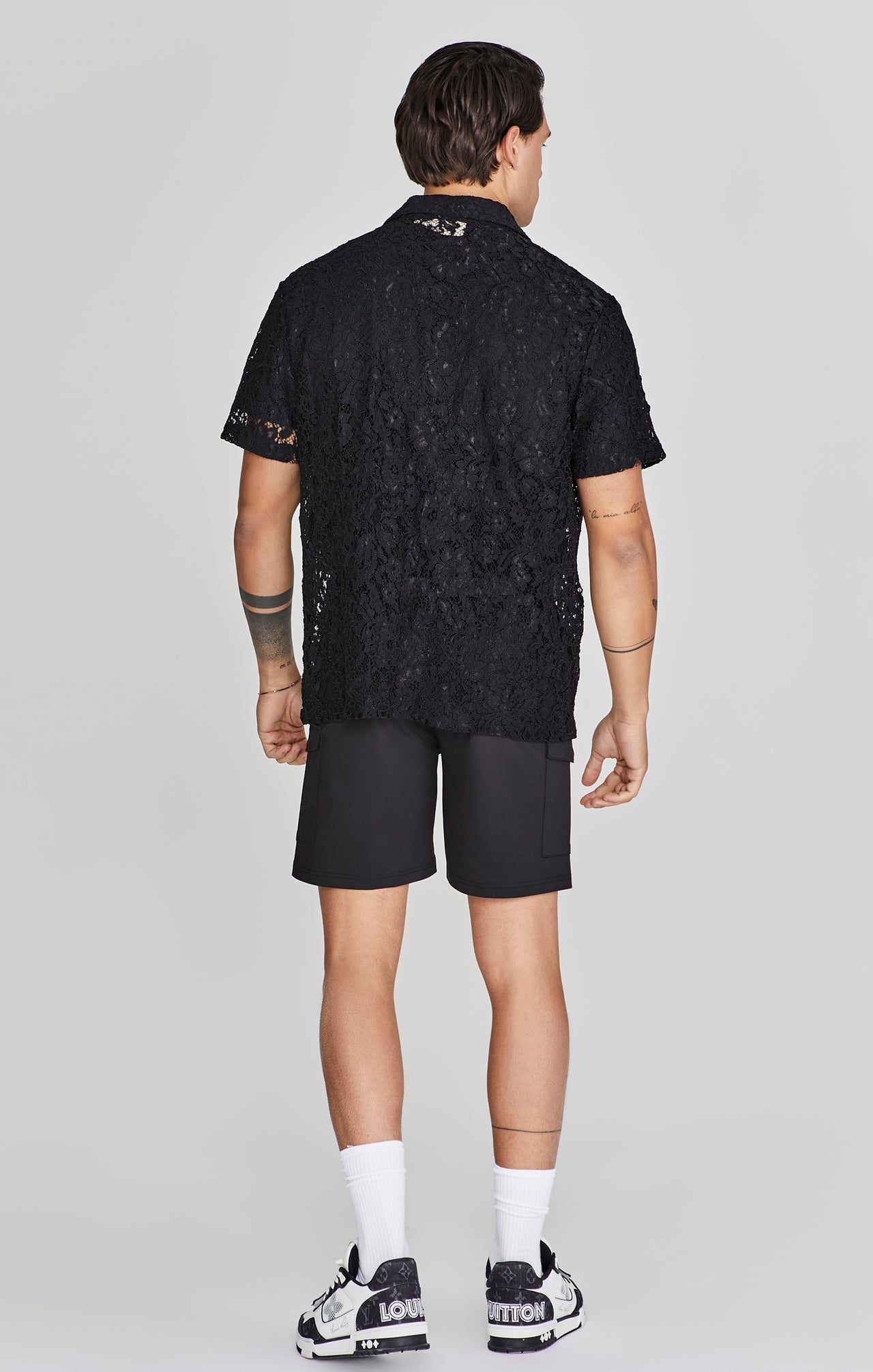 Camicia Resort in pizzo in nero Camicie SikSilk   