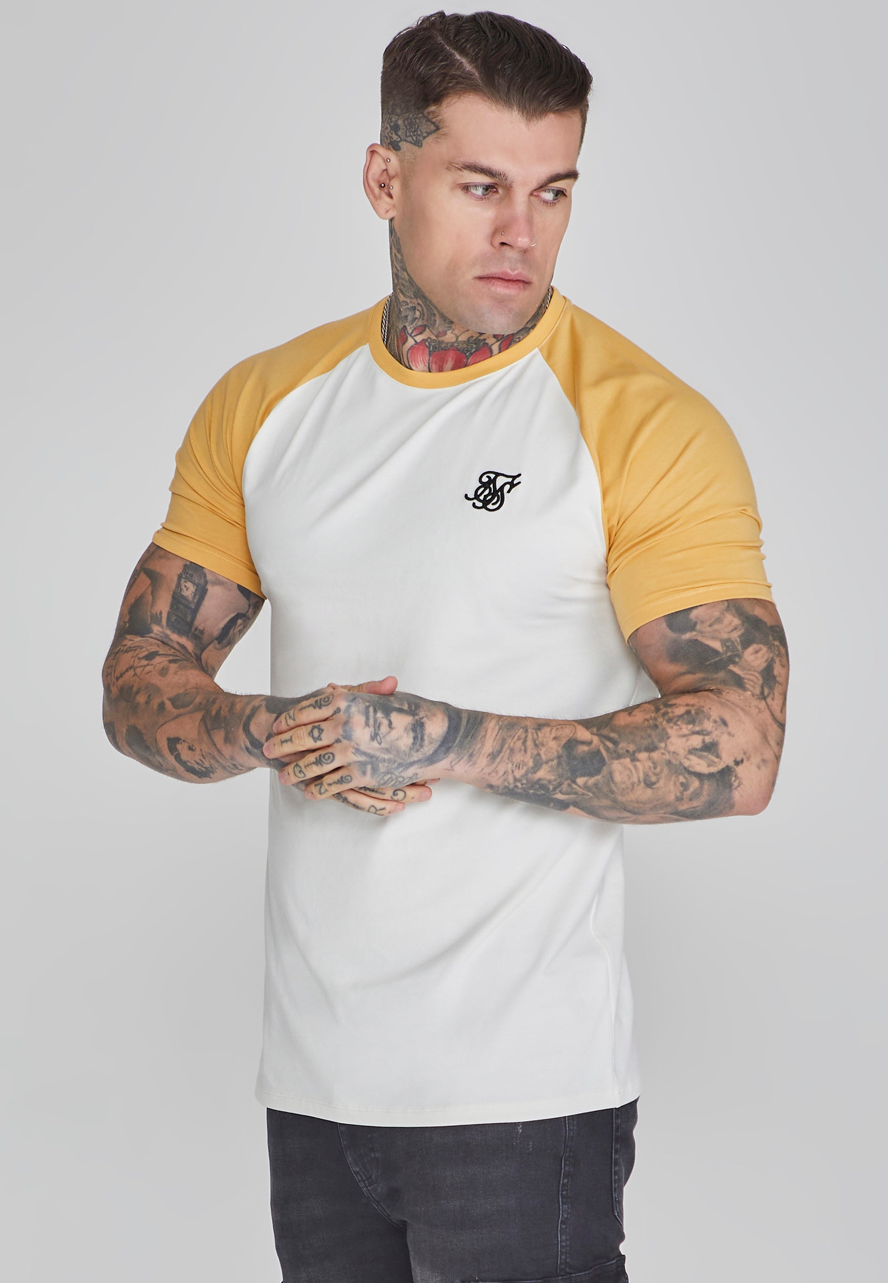 Maglietta raglan in ecrù/giallo T-shirt SikSilk   