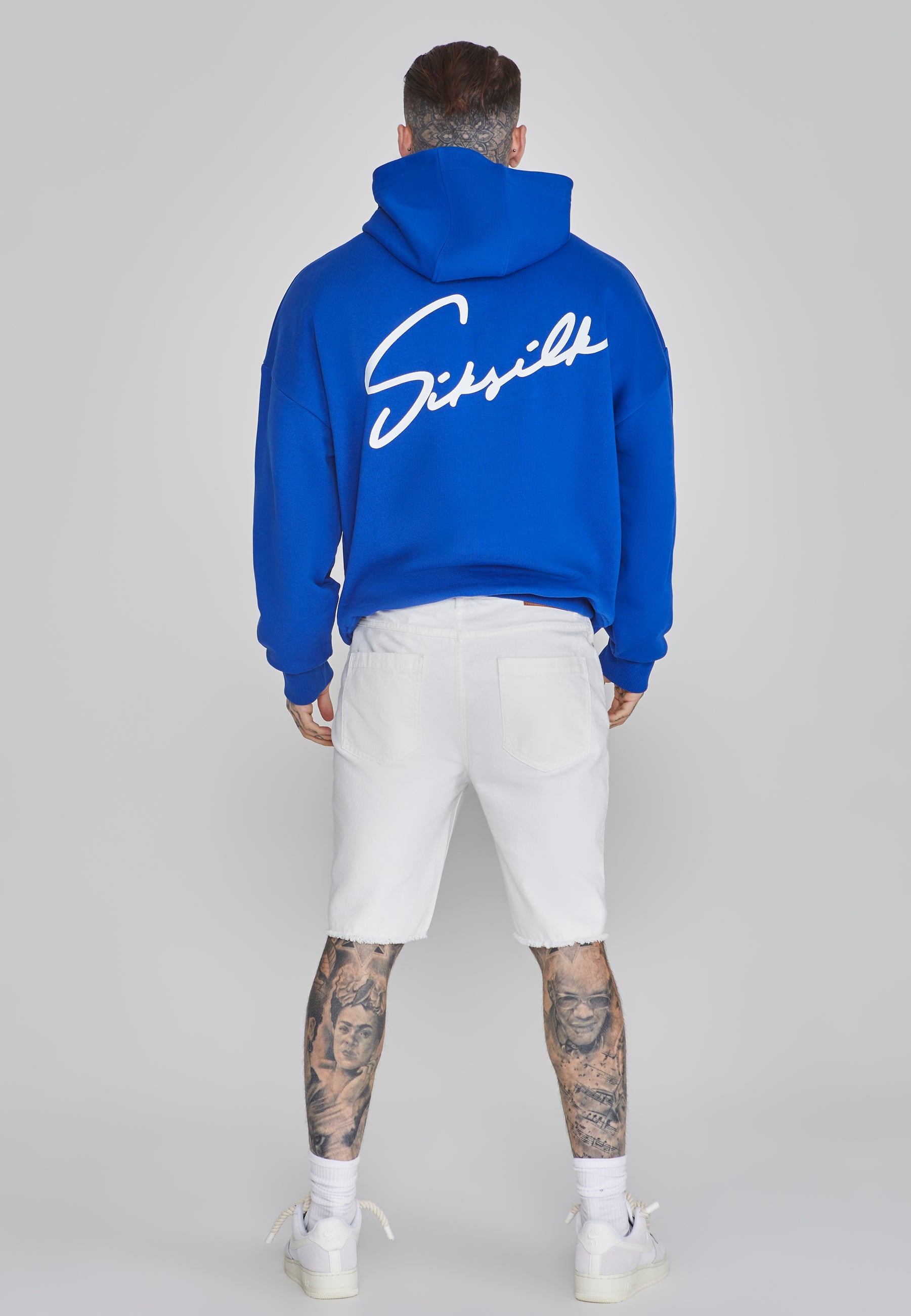 Felpa con cappuccio Script in blu SikSilk   